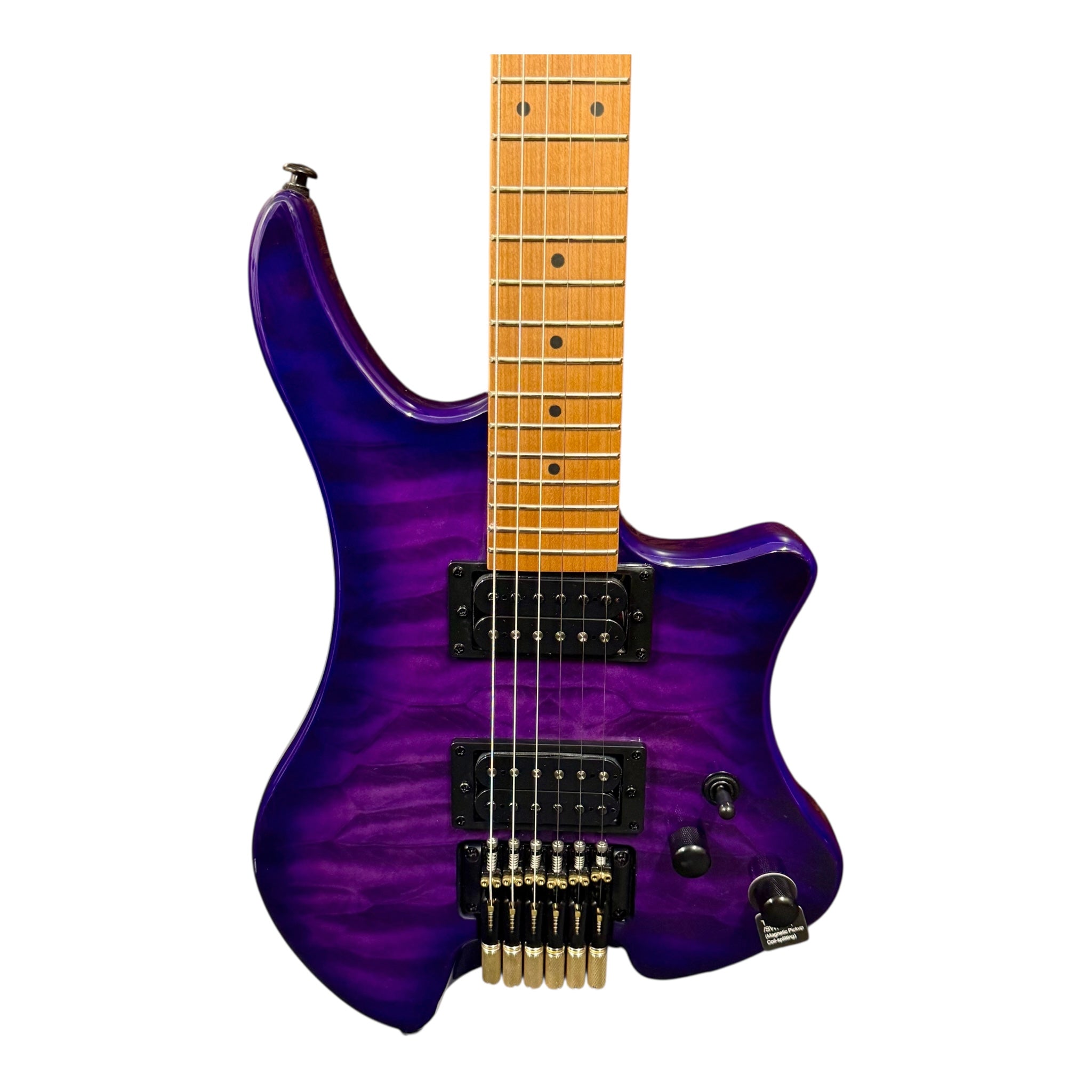 Haze HL1A Deep Purple Headless Electric Guitar with Split Coil