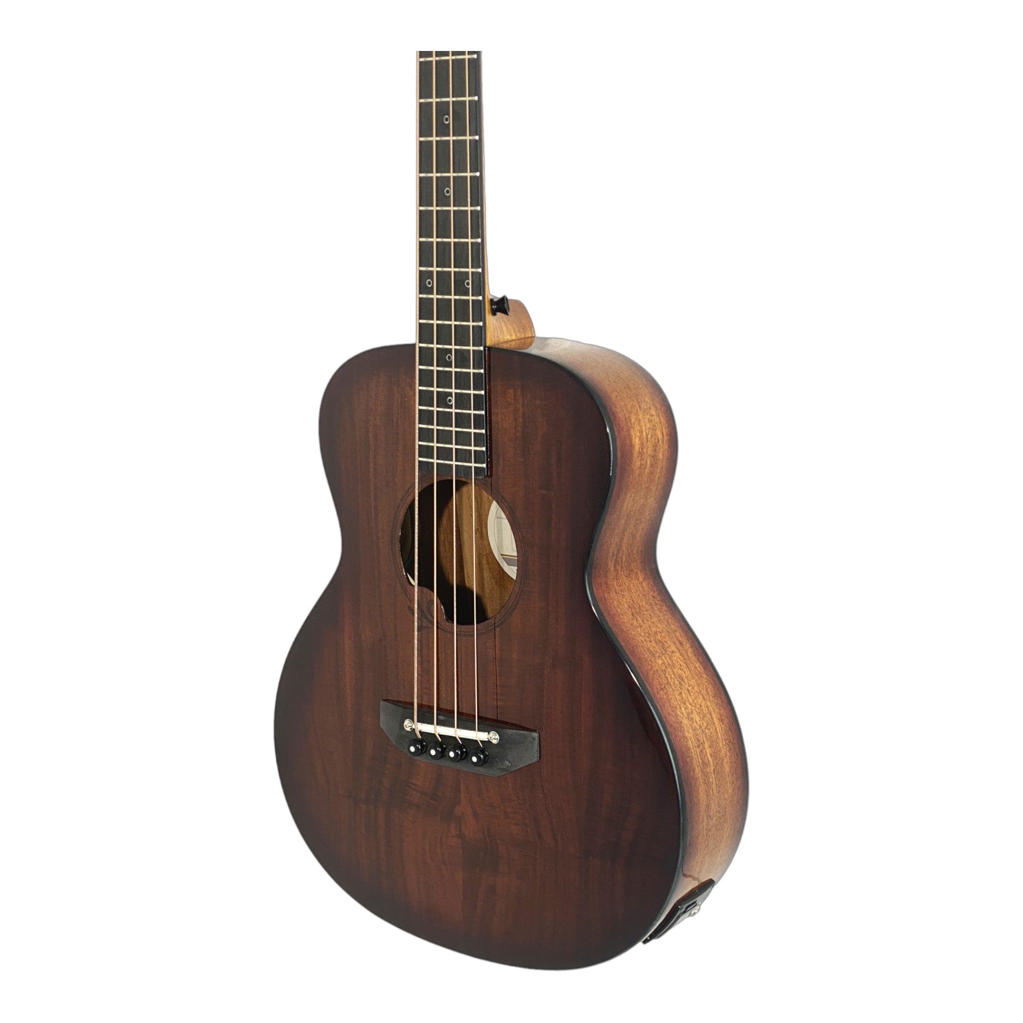 Haze 37" Solid Koa Top Height Adjustable Saddle Acoustic Bass Guitar - Natural HZMINISEBKOA