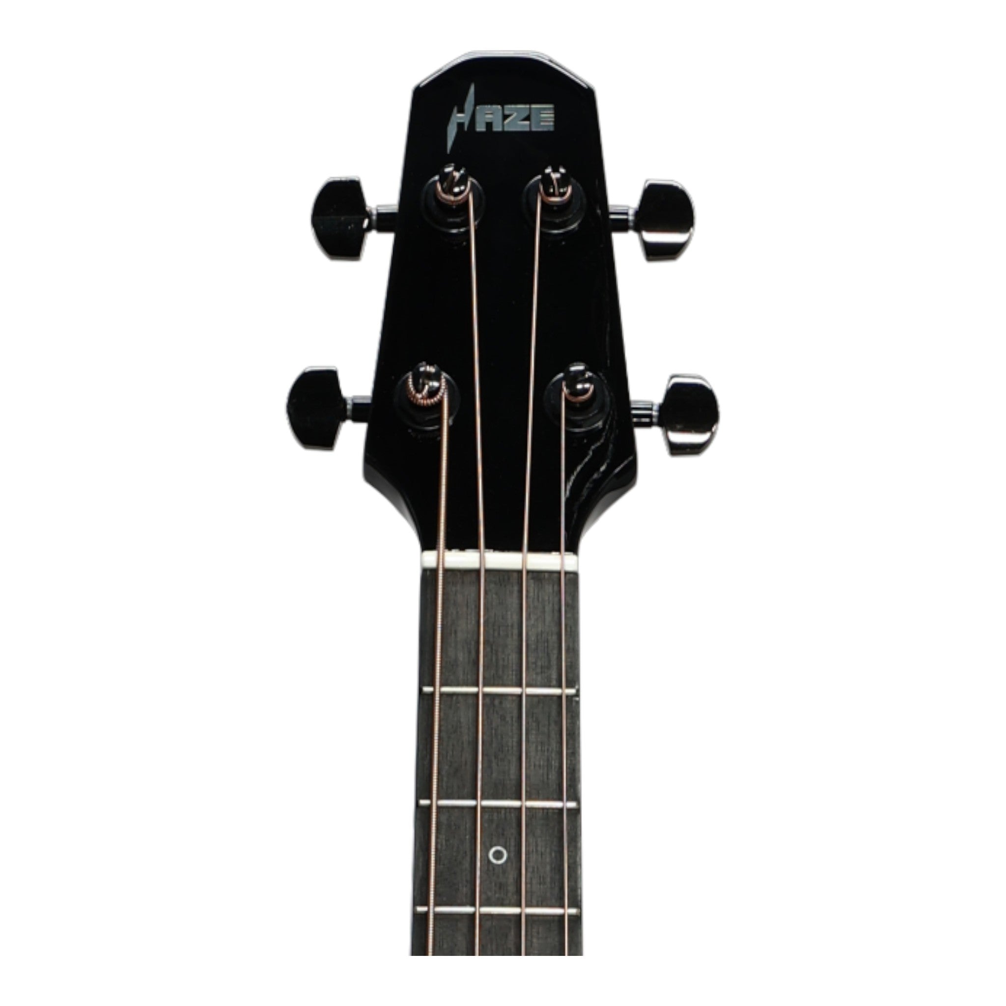 Haze 37" Solid Sitka Top Height Adjustable Saddle Acoustic Bass Guitar - Black HZMINISEBSPBK