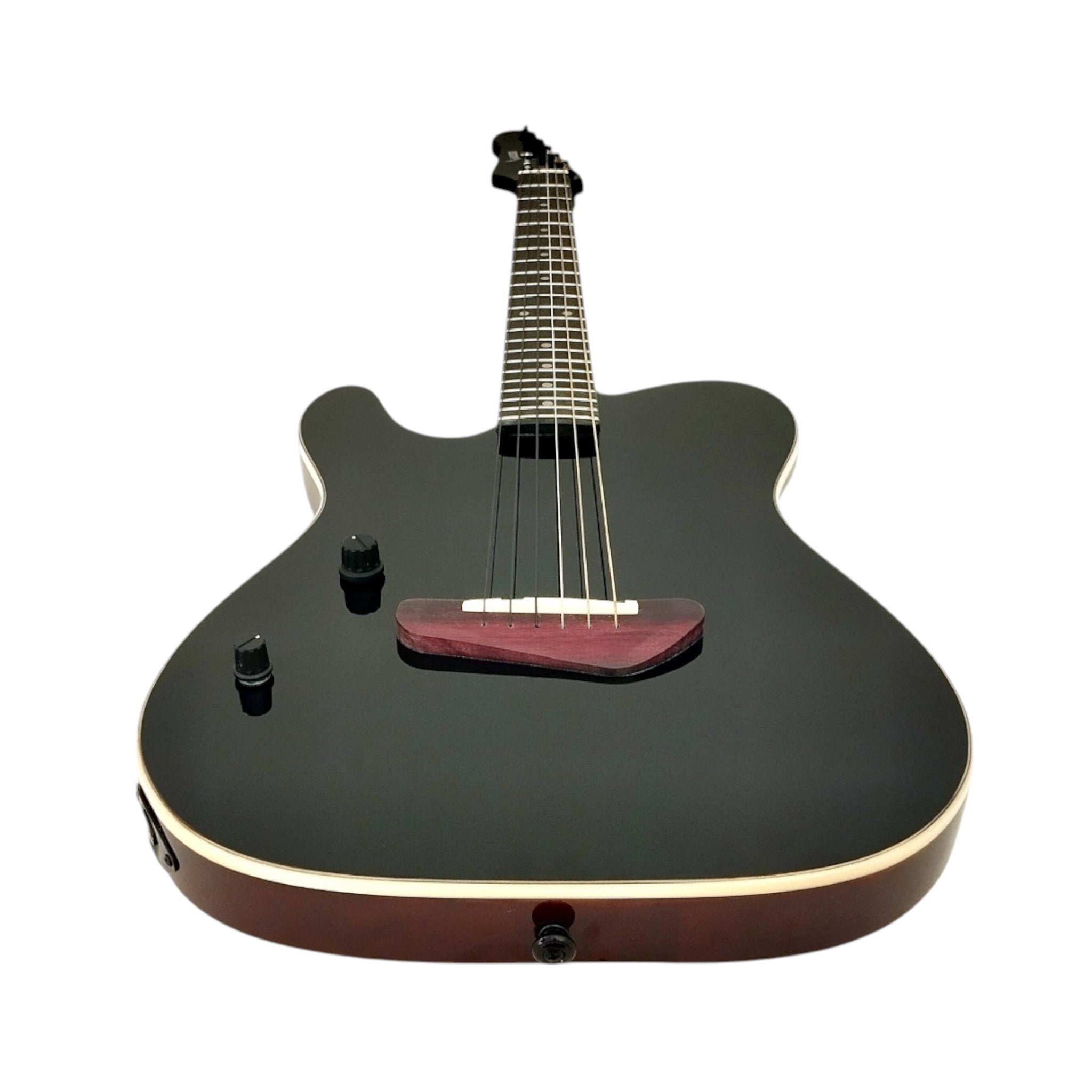 Haze MRE600 Black Left-Handed Silent Electric Guitar with Piezo Pickups