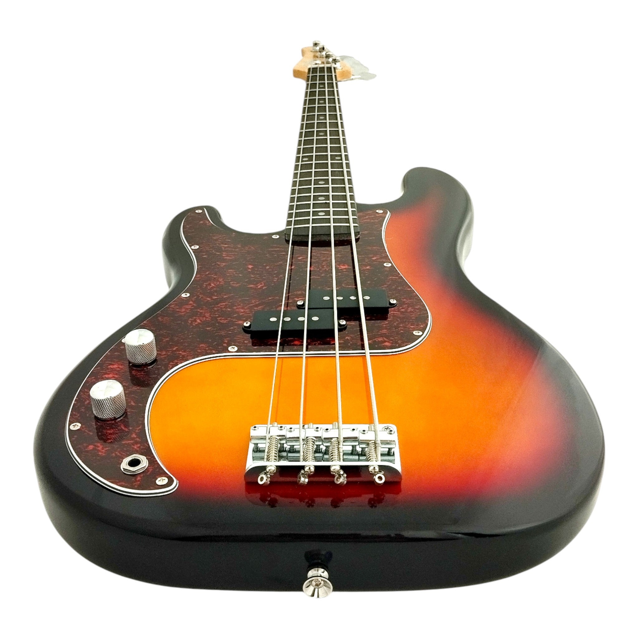 Haze Left Handed Basswood Sunburst Electric Bass Guitar - PB172BSLH  with Accessories and Haze CUBEBABY Portable Multifunctional Bass (Optional)