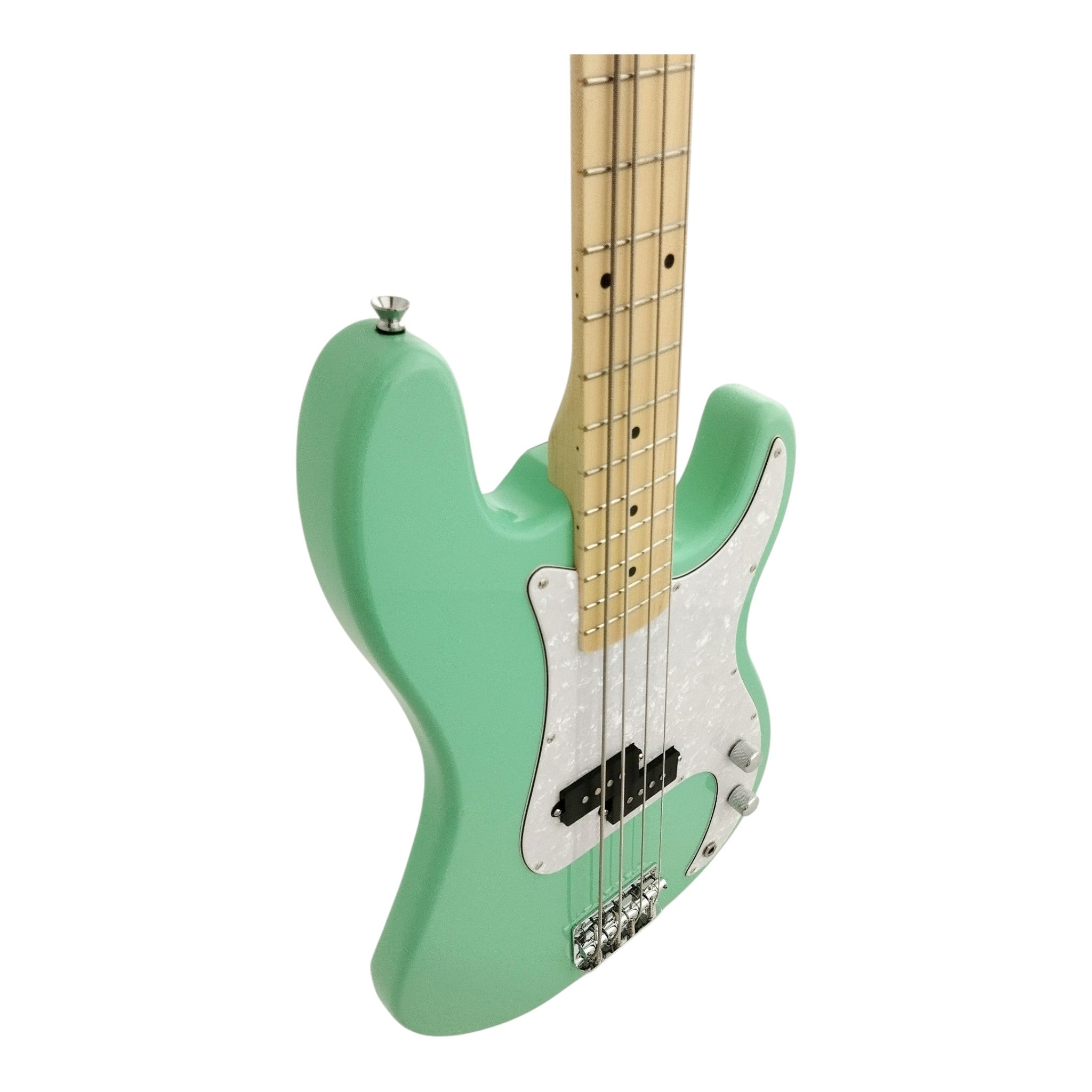 Haze Basswood Seafoam Green Electric Bass Guitar - Surf Green PB172GN  with Accessories and Haze CUBEBABY Portable Multifunctional Bass (Optional)