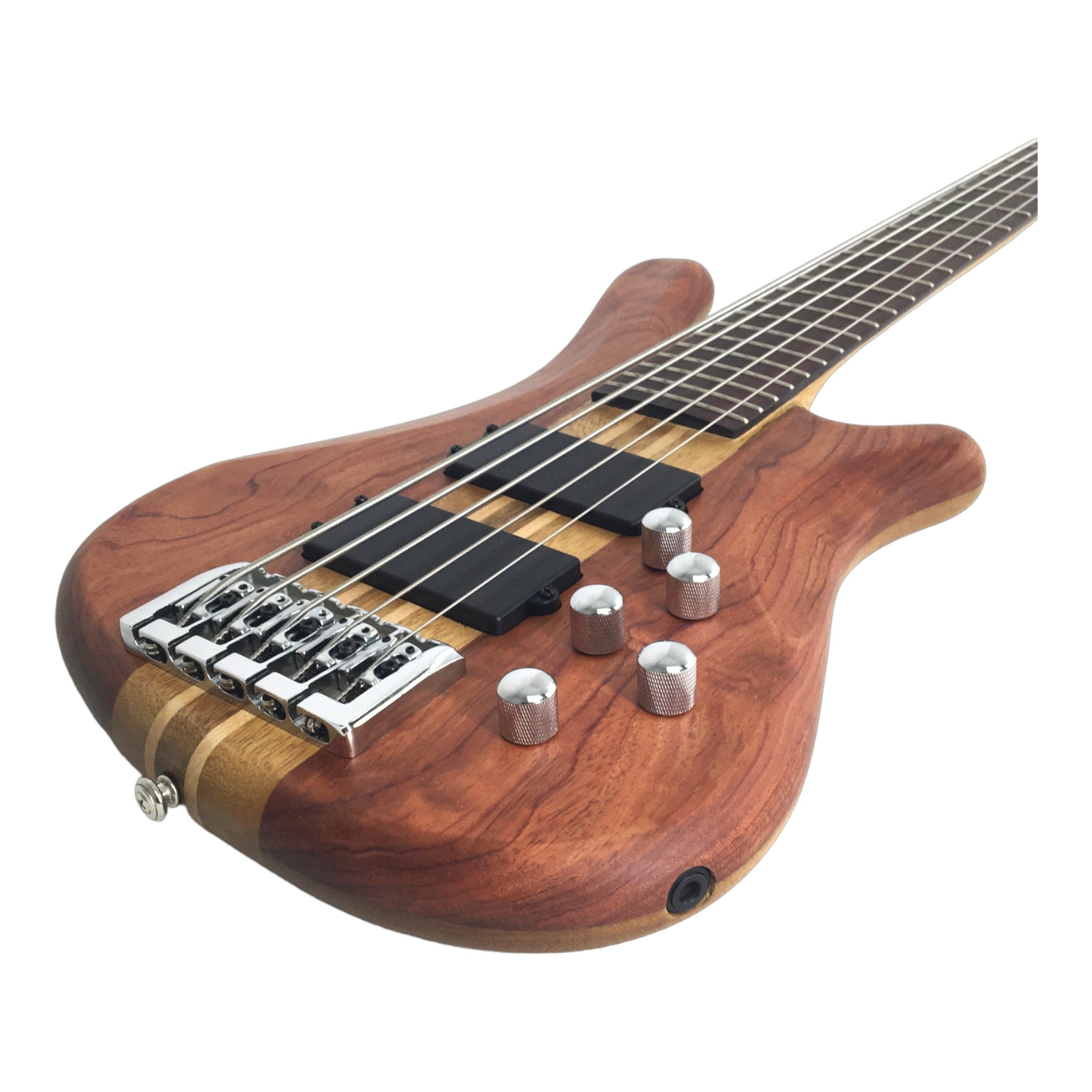 Haze 5-String Active Humbucker Padauk Wood WR Electric Bass Guitar - Natural SBG368N