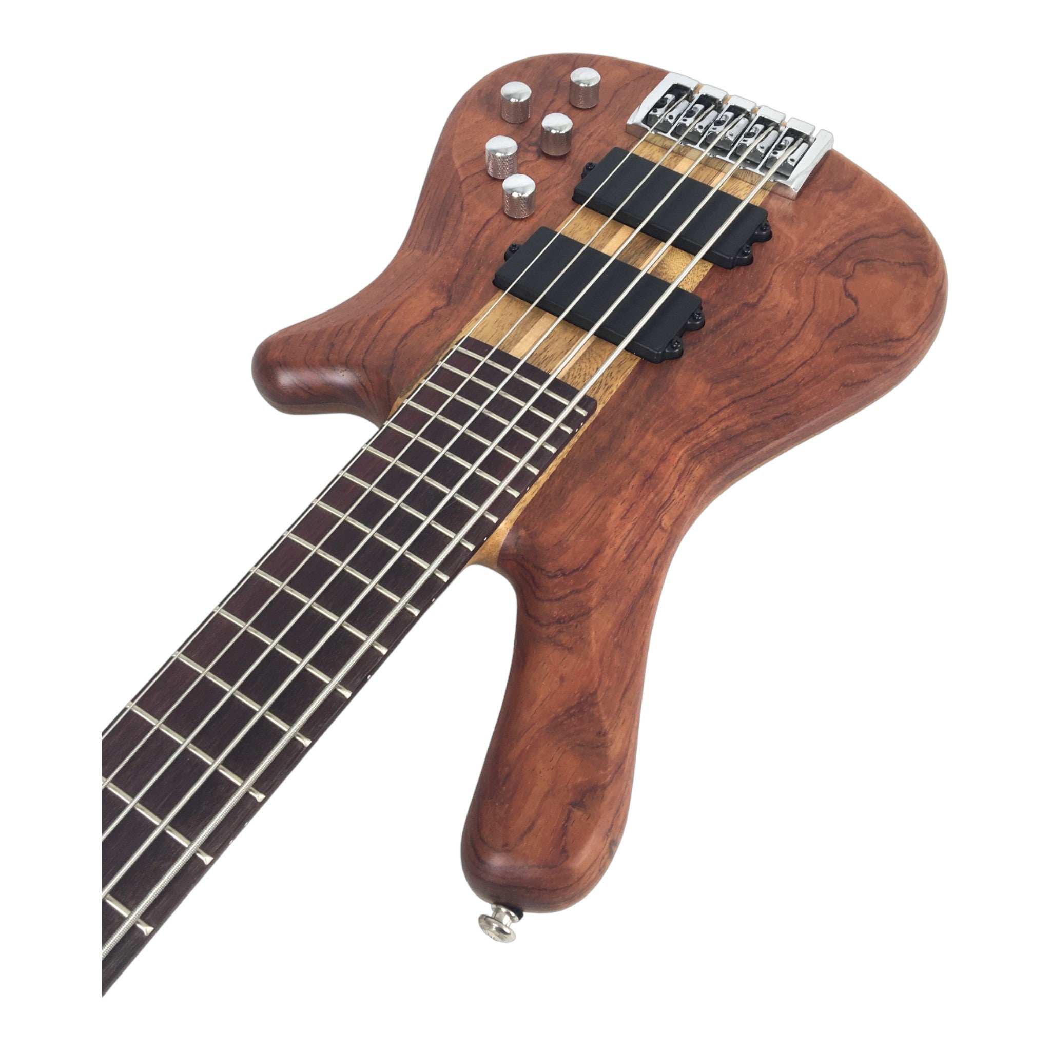 Haze 5-String Active Humbucker Padauk Wood WR Electric Bass Guitar - Natural SBG368N