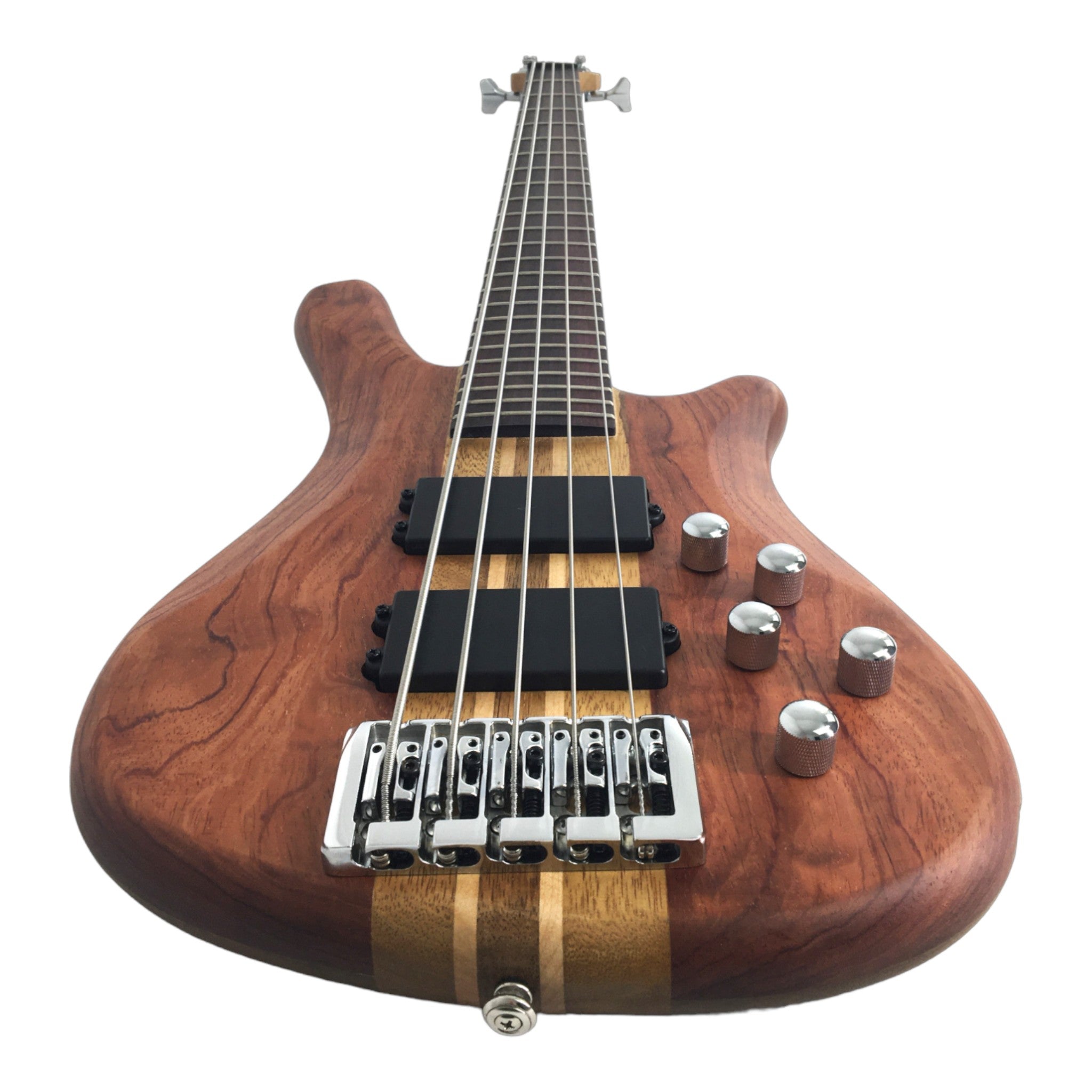 Haze 5-String Active Humbucker Padauk Wood WR Electric Bass Guitar - Natural SBG368N
