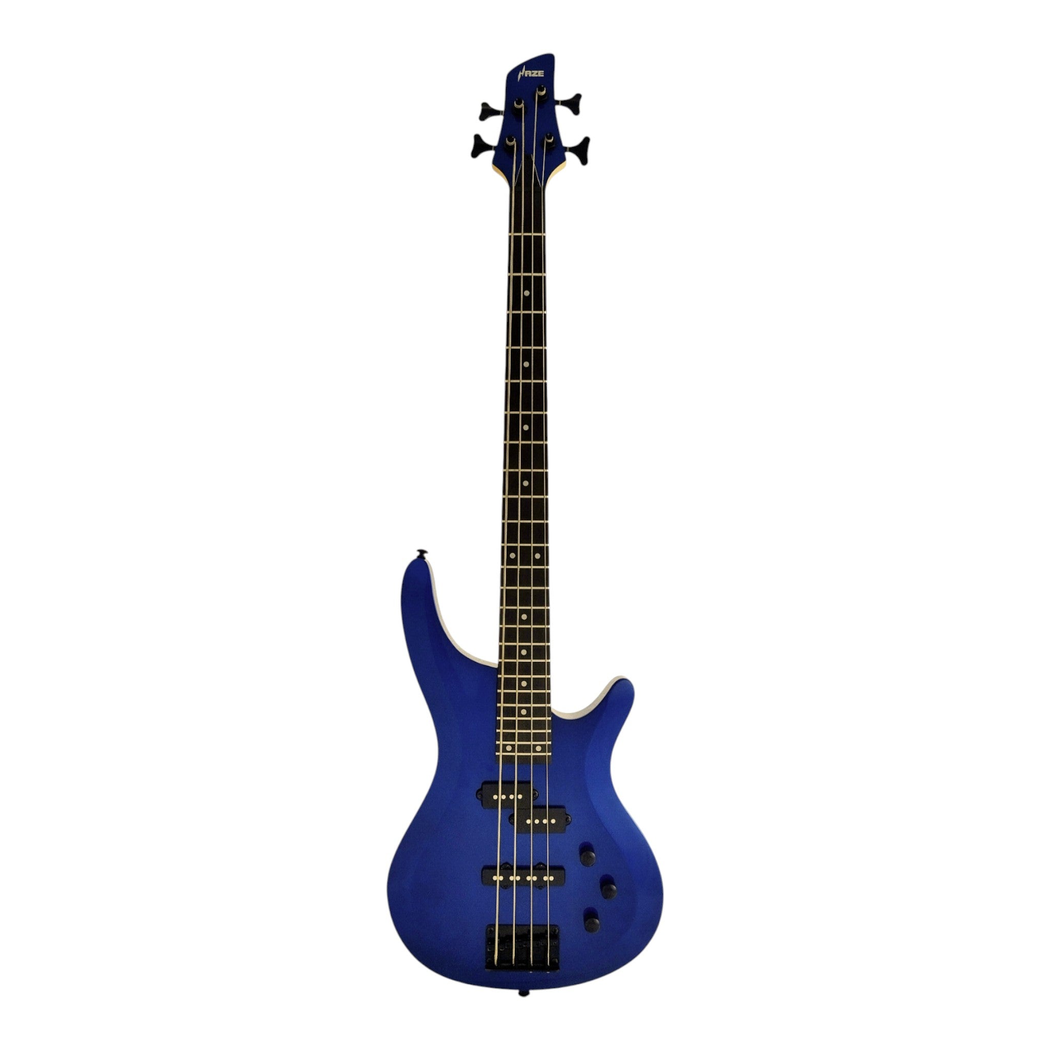 Haze SBG385JB Electric Bass Guitar, 4-String, Navy Metallic Blue with Accessories and Haze CUBEBABY Multi Effects Pedals(Optional)