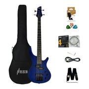 1/2 Size HAZE Electric Bass Guitar, Navy Metallic Blue 24 Frets, SBG385JB34