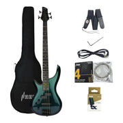 Haze Left-Handed Split/Single Coil Solid Basswood J-Style Electric Bass Guitar - Chameleon SBG385VLH