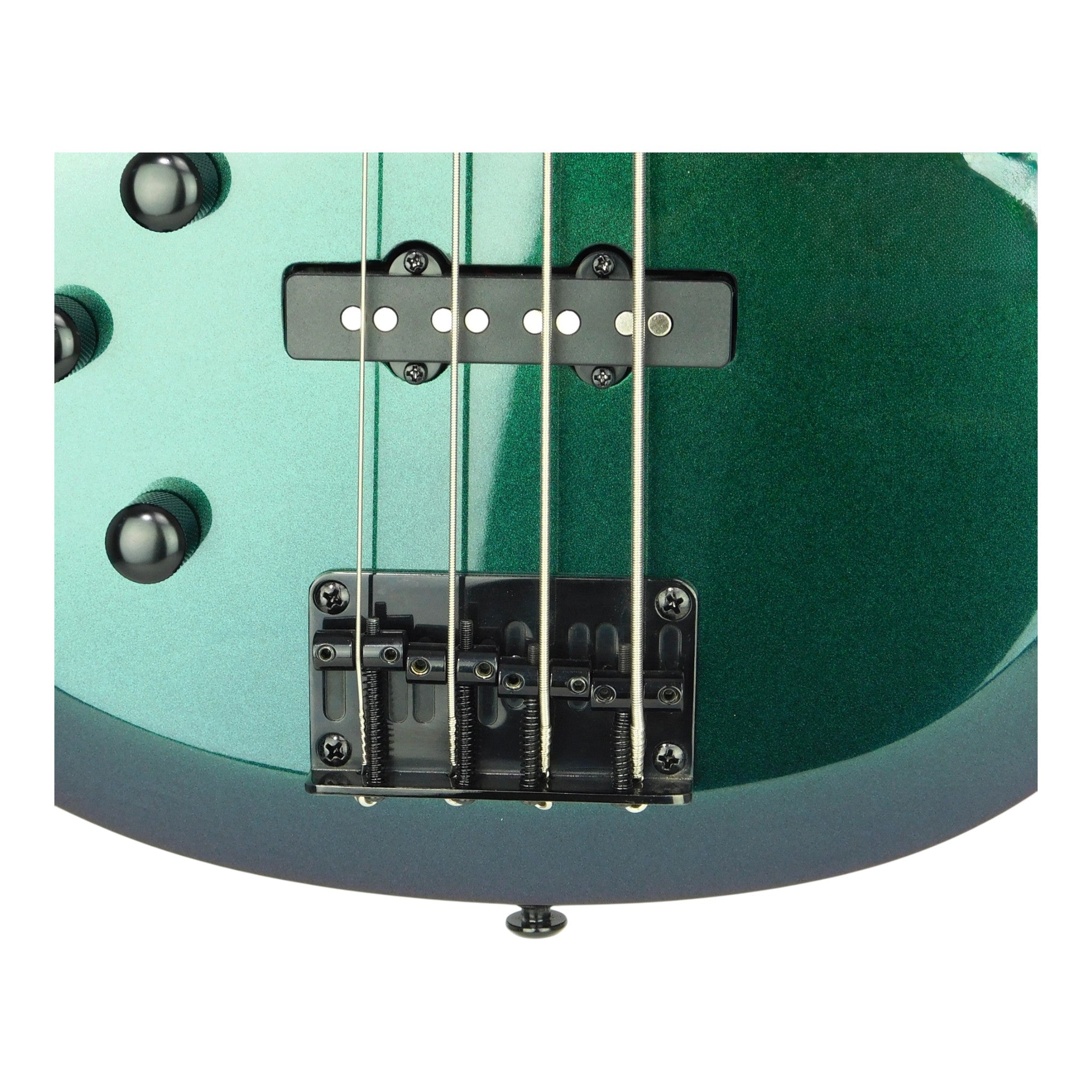 Haze Left-Handed Split/Single Coil Solid Basswood J-Style Electric Bass Guitar - Chameleon SBG385VLH
