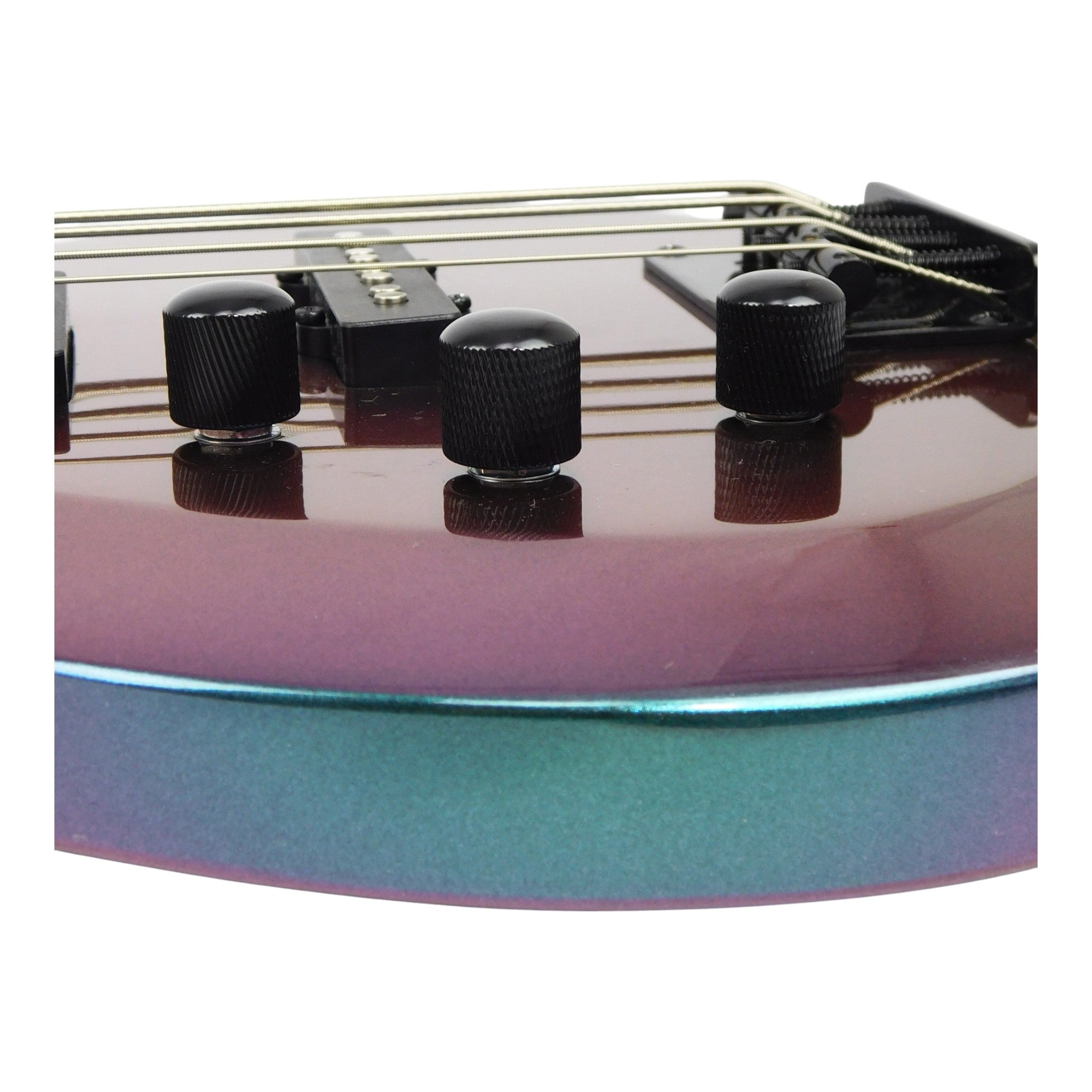 Haze Left-Handed Split/Single Coil Solid Basswood J-Style Electric Bass Guitar - Chameleon SBG385VLH