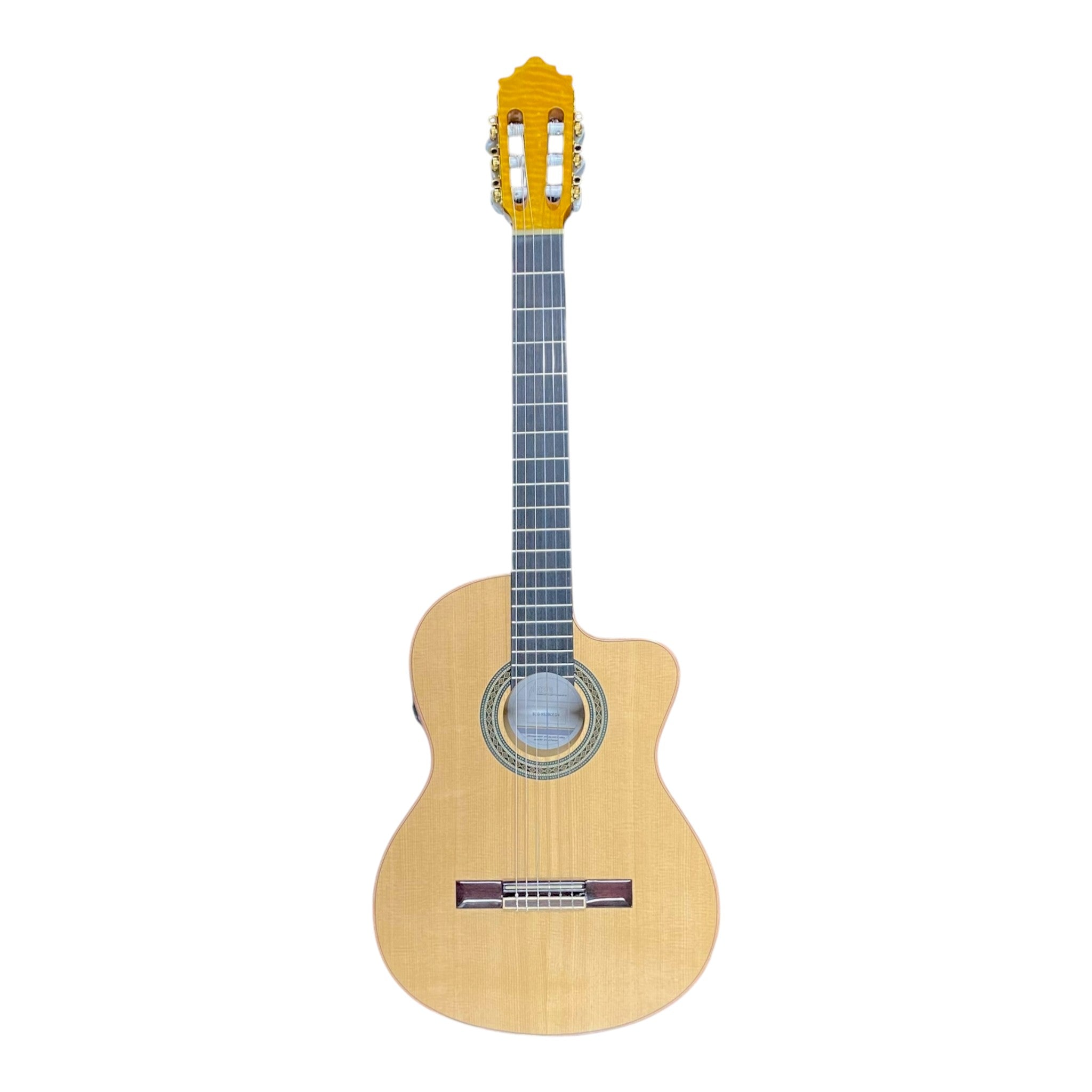 Haze Solid Spruce Top Flamed Maple Bowled Back Cutaway Classical Guitar w/ Double OS1 Vibration Pickups - SCG953BCEQN