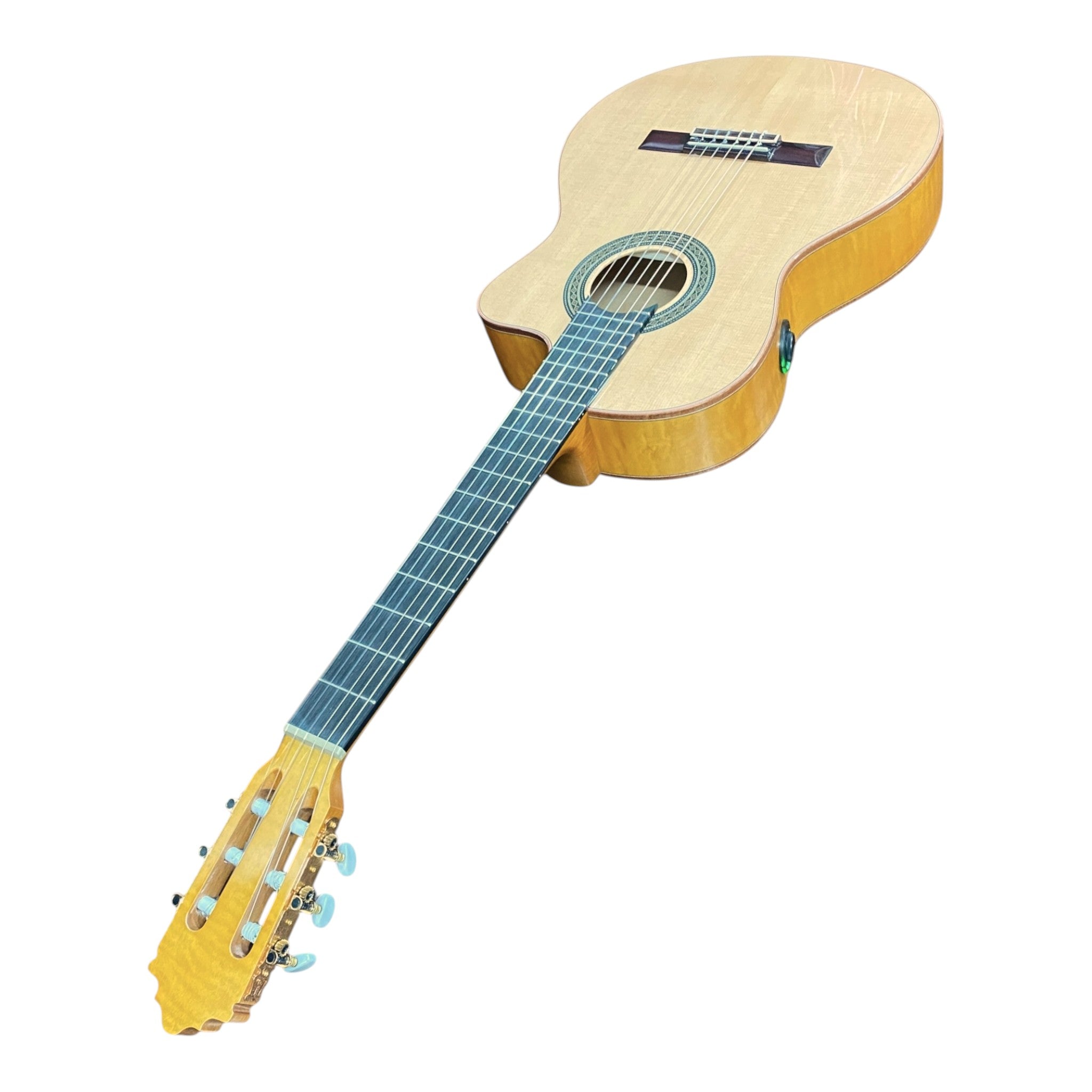 Haze Solid Spruce Top Flamed Maple Bowled Back Cutaway Classical Guitar w/ Double OS1 Vibration Pickups - SCG953BCEQN
