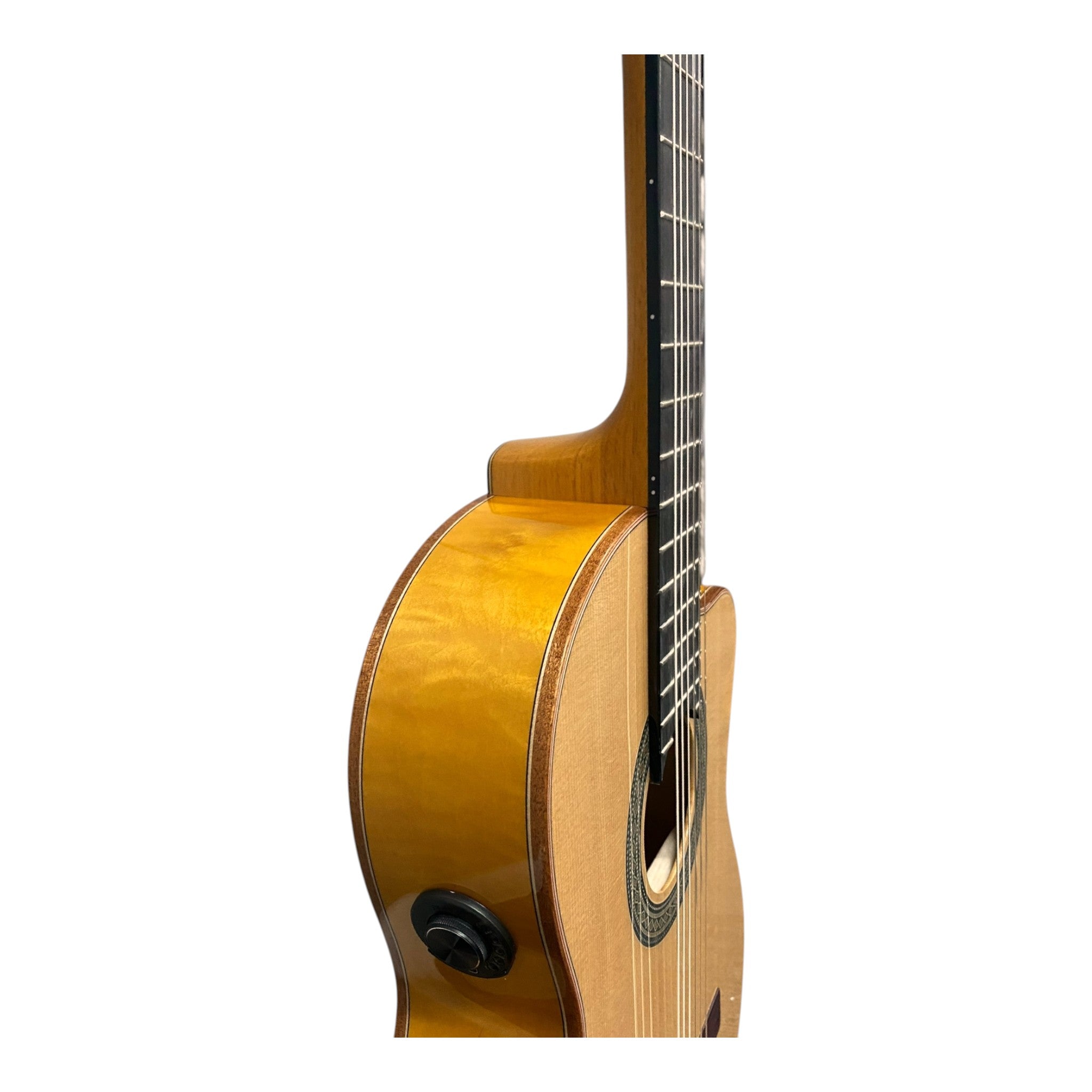 Haze Solid Spruce Top Flamed Maple Bowled Back Cutaway Classical Guitar w/ Double OS1 Vibration Pickups - SCG953BCEQN