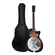 Haze SDG738 All-Mahogany Roundneck Resonator Guitar, Tobacco Sunburst with Bag