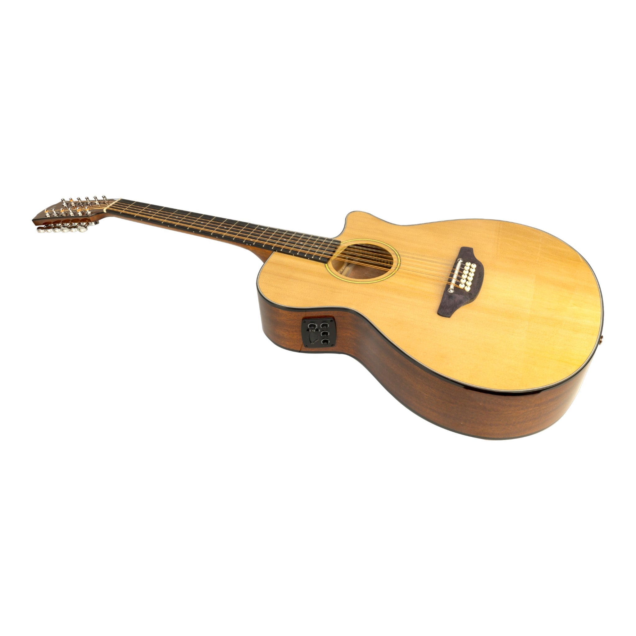 Haze SDG82712CEQSN 12-String Solid Spruce Acoustic-Electric Guitar with Height Adjustable Saddle - Natural