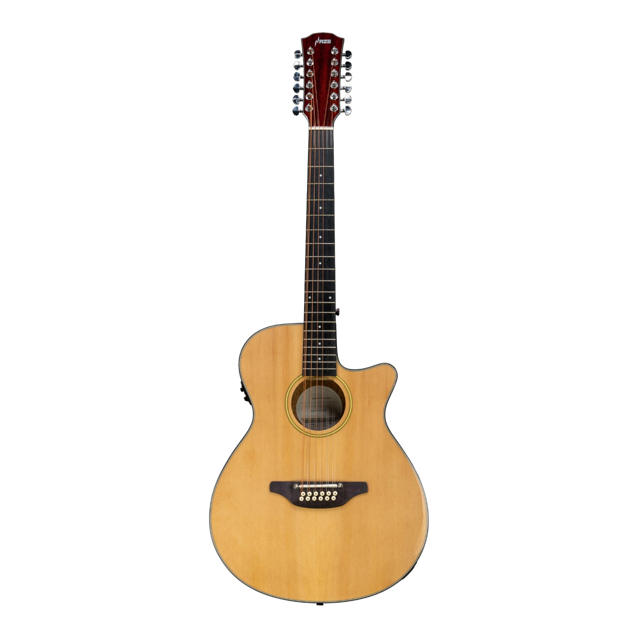 Haze SDG82712CEQSN 12-String Solid Spruce Acoustic-Electric Guitar with Height Adjustable Saddle - Natural