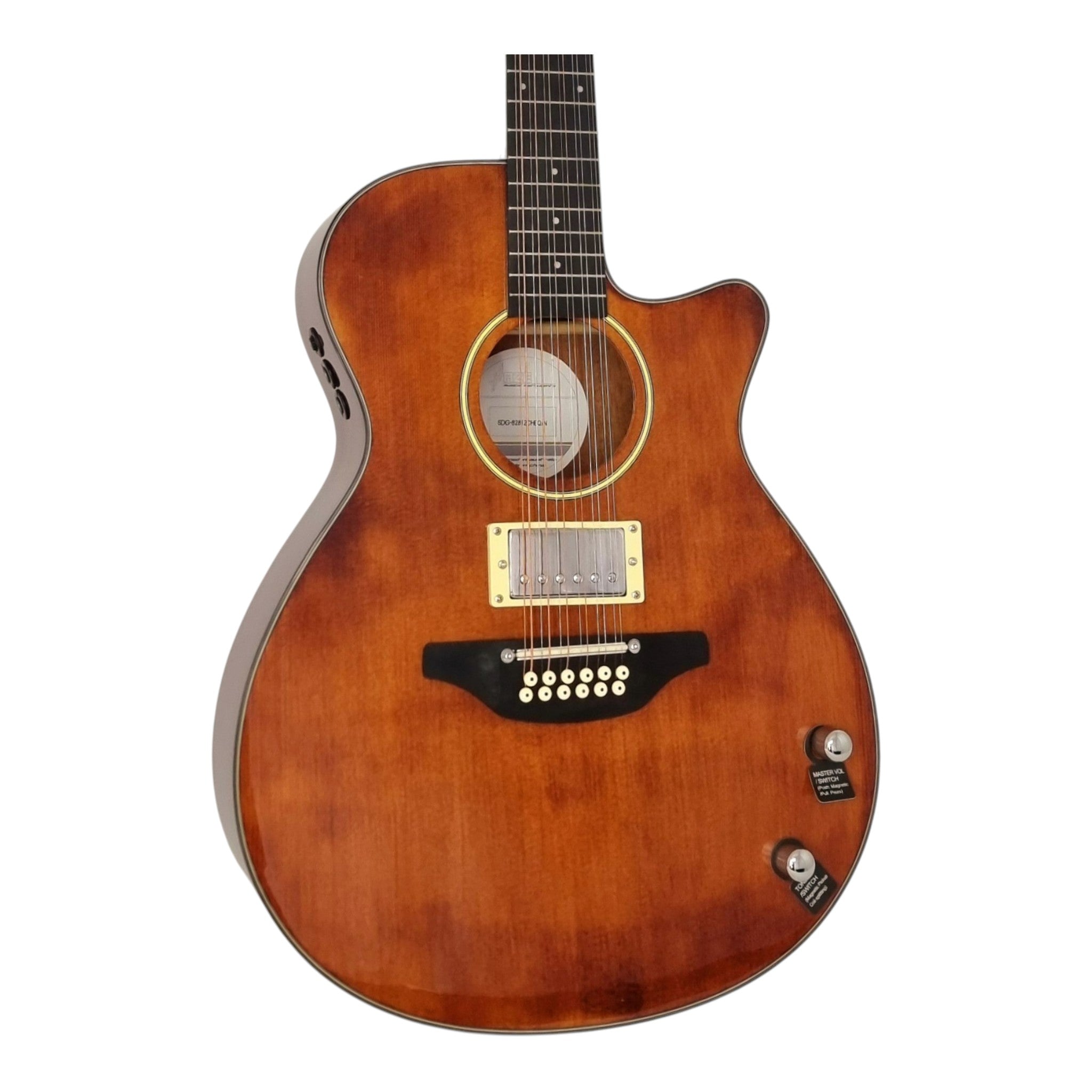 Haze SDG82812CHEQN Hybrid Acoustic – Electric 12 string Guitars Humbucker Saddle Height Adjustable - Brown