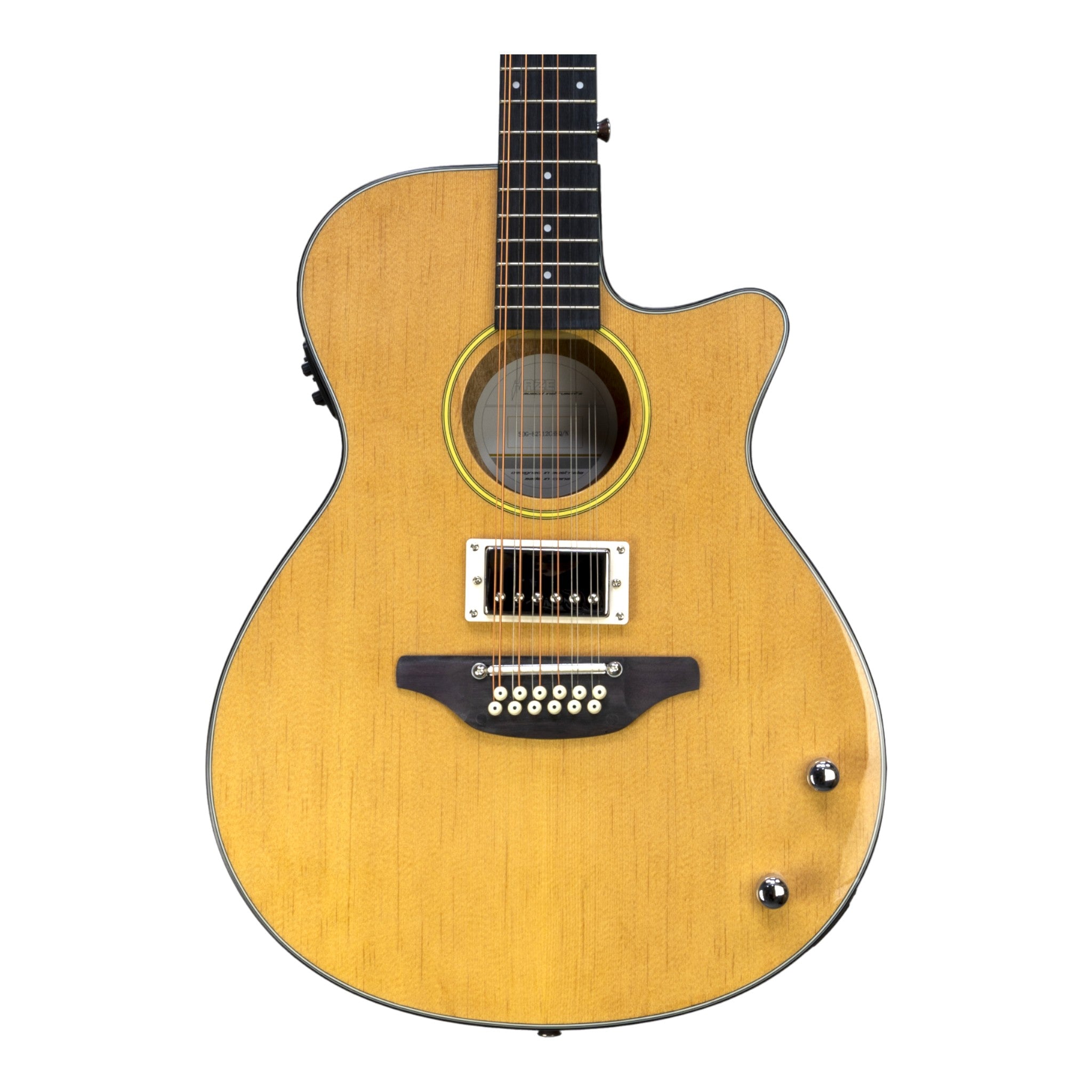 Haze SDG82812CHEQSN Hybrid Acoustic – Electric 12 string Guitars Humbucker Saddle Height Adjustable - Natural