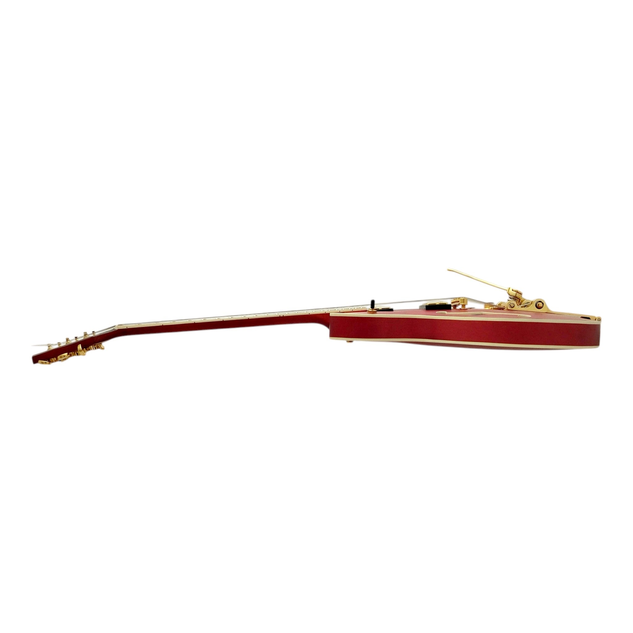 Haze SEG1975WRDS Maple Semi-Hollow Arched Top HES Electric Guitar in Wine Red w/ Vibrato Bar