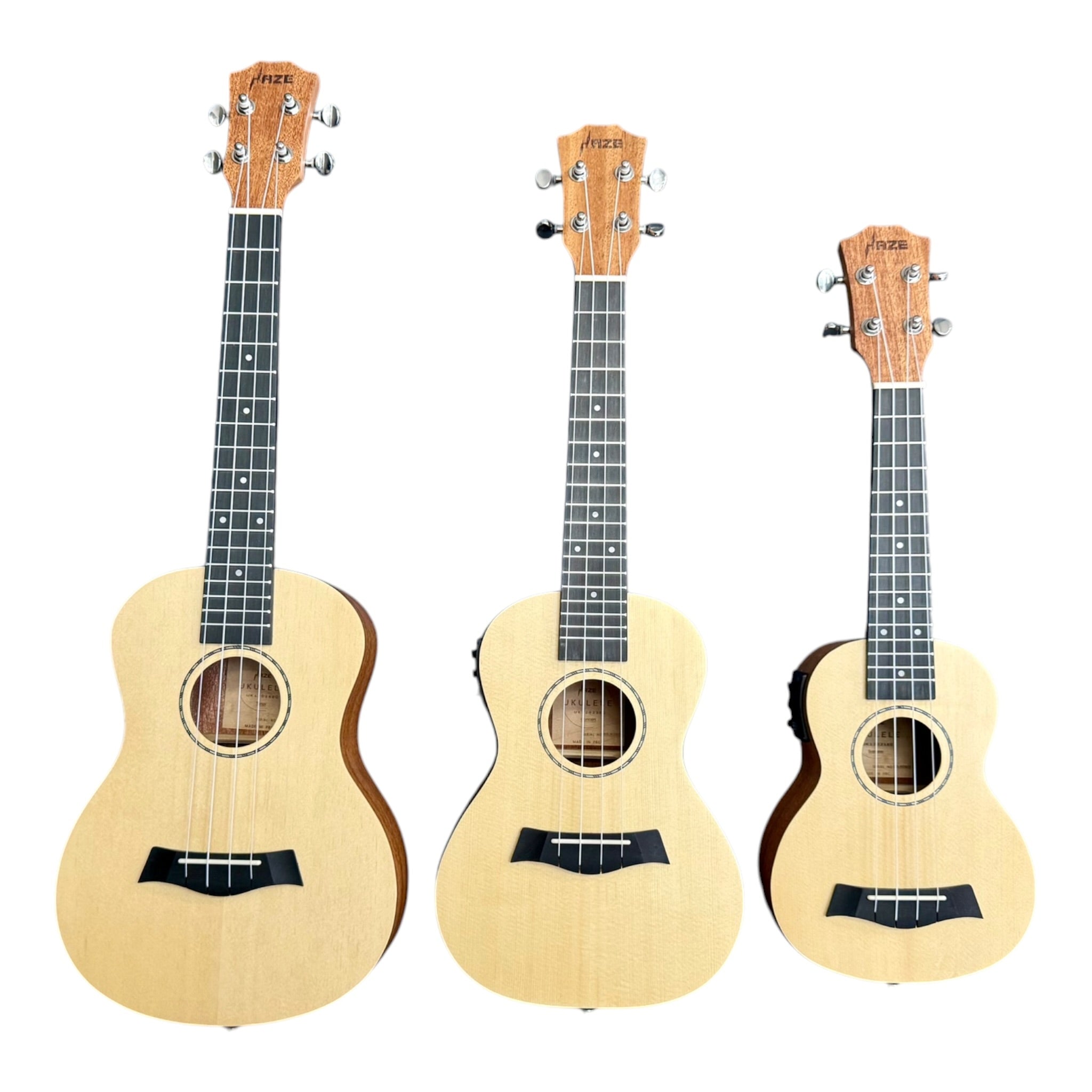 Haze UK120 Spruce Top Acoustic-Electric 21" Soprano Ukulele in Natural Matte - UK12021EQ