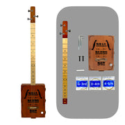 Haze X1 "Blues" Mahogany Body 3-String Cigar Box Guitar Complete DIY Kit - Passive Piezo Pickup (Optional Slide Available)