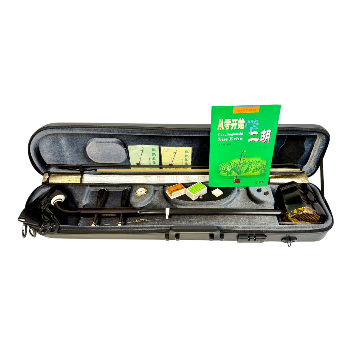 Hua Yin 华音 HY132 “Midnight Crescent” Ebony Erhu - Premium Travel Hard Case - Intermediate Series