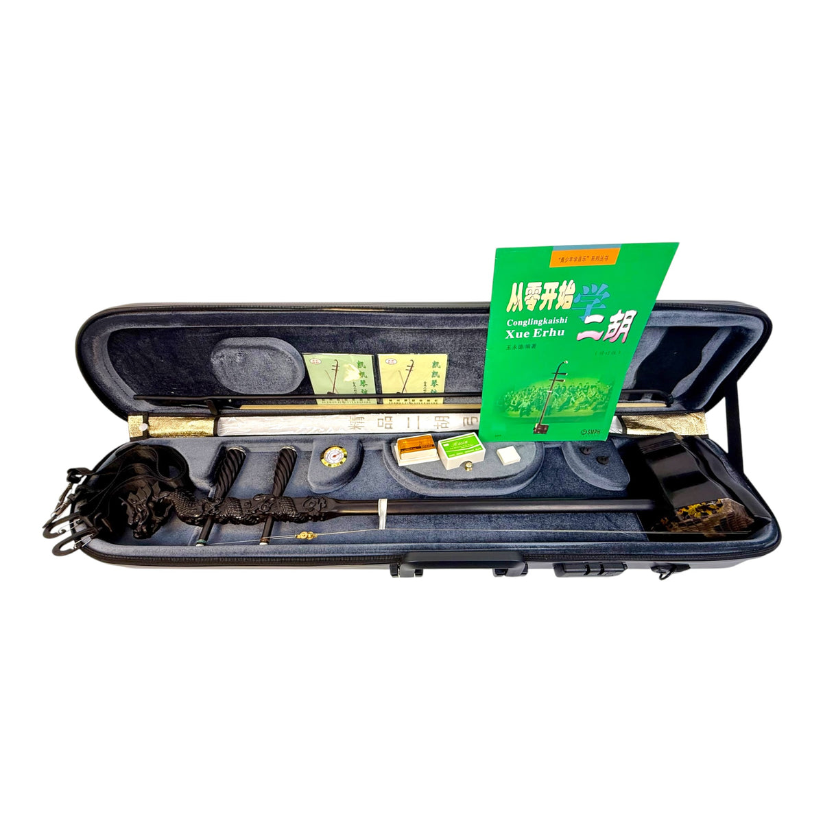 Hua Yin 华音 HY132L1 "Blossom Dragon" Ebony Erhu - Premium Travel Hard Case - Professional Series