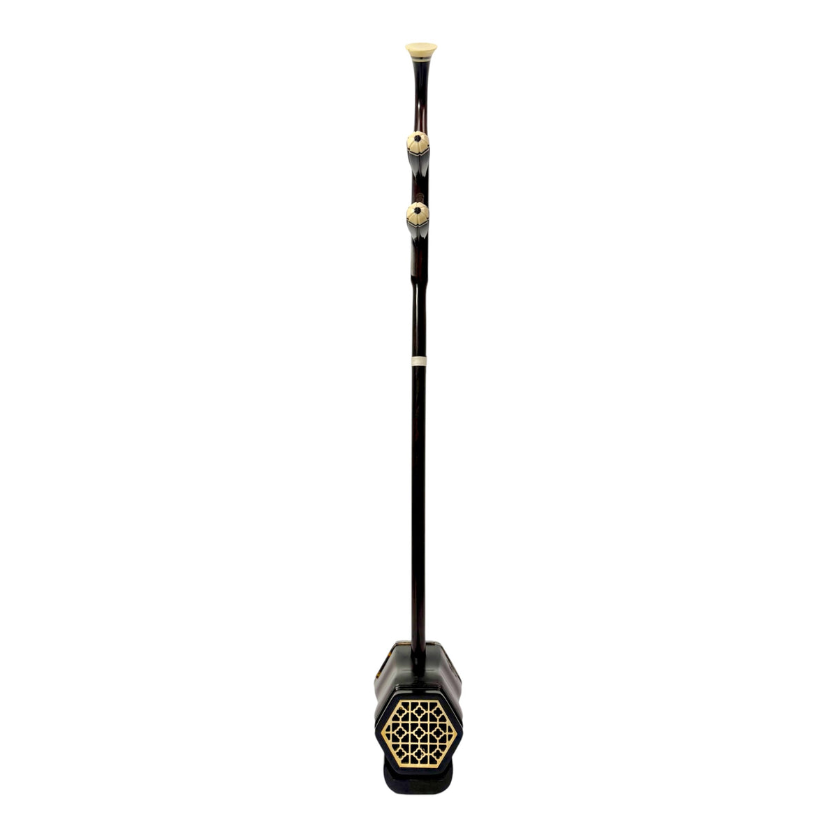Hua Yin 华音 HY132S “Sacred Lotus” Ebony Erhu with Silver Inlay - Premium Travel Hard Case - Professional Series