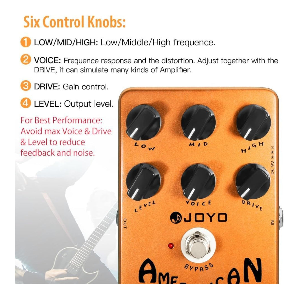 (PREORDER : EST LATE SEPT 2026) Joyo JF14 "American Sound" American-Style Tube Amp Simulator Pedal w/ 3-Band EQ