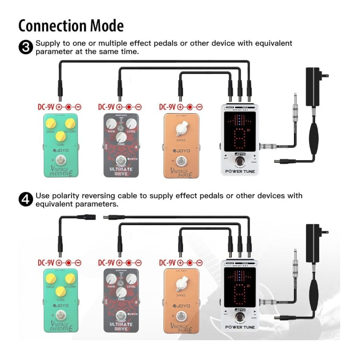 (PREORDER : EST LATE SEPT 2026) Joyo JF18R "Power Tune" Low-Noise Isolated DC 9V Power Supply & Chromatic Tuner Pedal