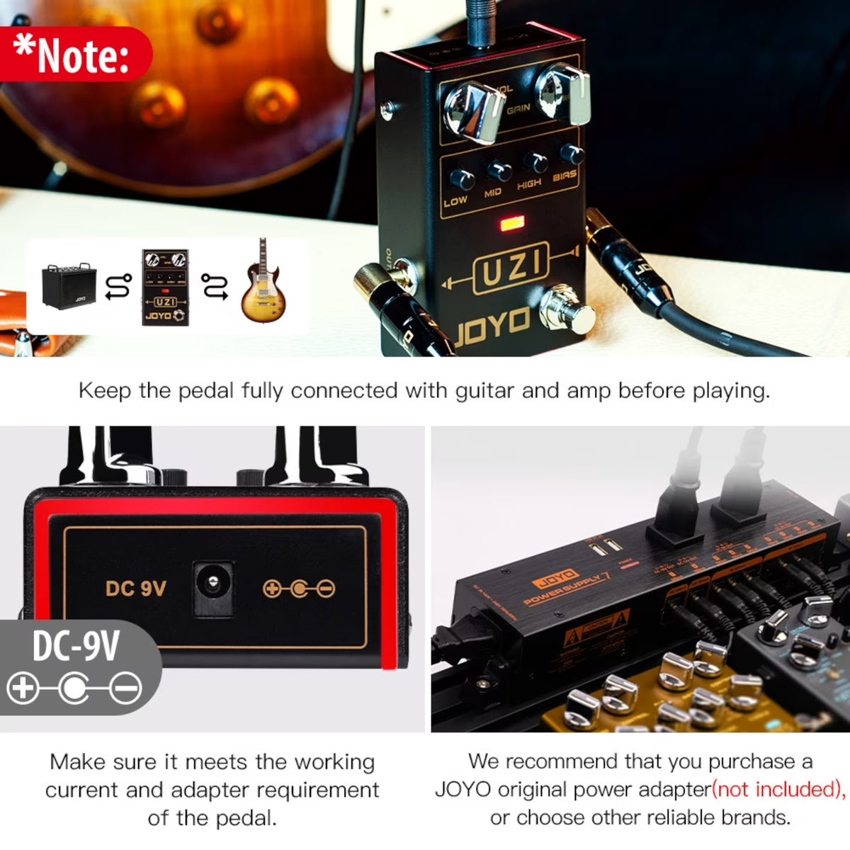 (PREORDER : EST LATE SEPT 2026) Joyo R03 "Uzi" High-Gain Heavy Distortion Effects Pedal w/ Bias Control