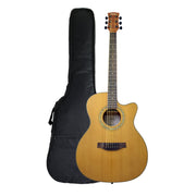 Klema K200JCCE Solid Canadian Cedar Fishman Pickups/Tuner Jumbo Acoustic Guitar - Natural