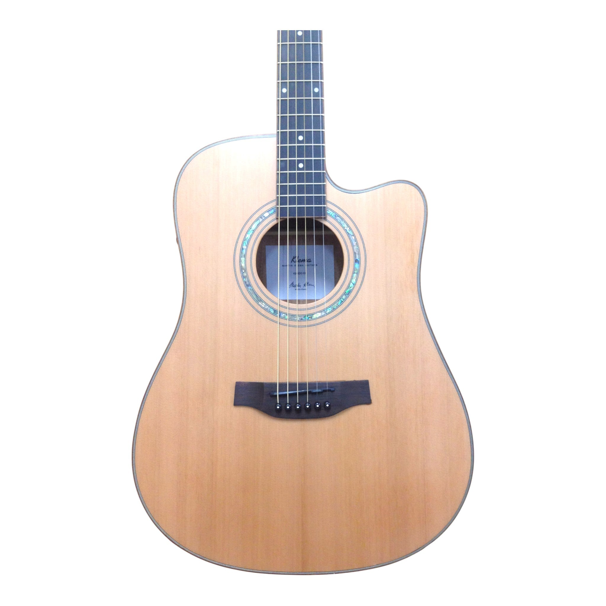 Klema K200DCCE Solid Canadian Cedar Top Flamed Maple Body Dreadnought Cutaway Acoustic Guitar - Natural
