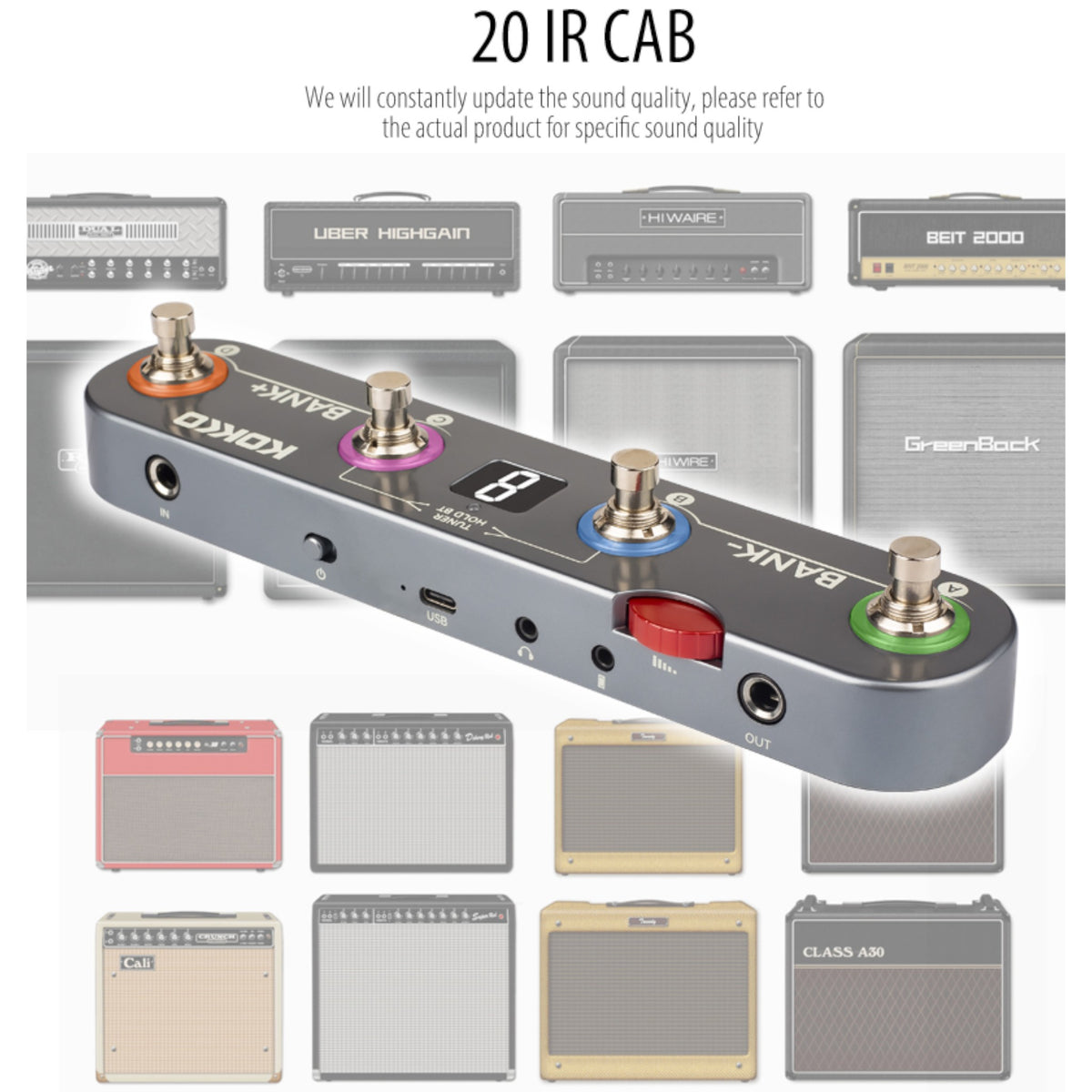 (PREORDER: MID OCT 2026) Kokko KE1 Multi-Functional Portable Guitar Effects Processor Pedal w/ Amp and IR Cab Simulations & USB Audio Interface