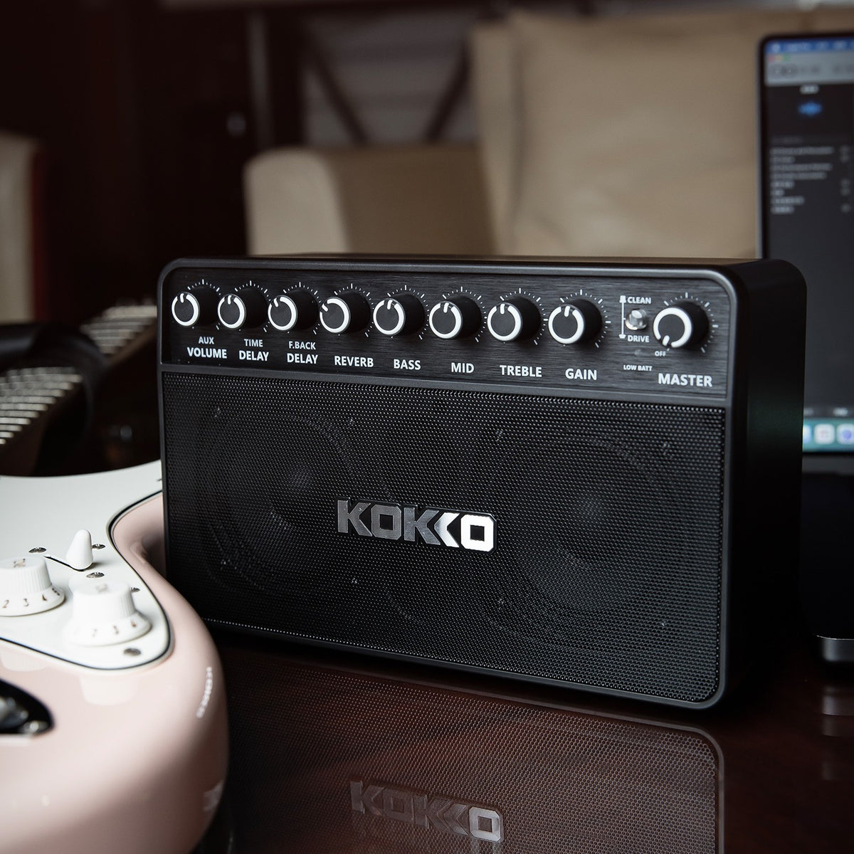 (PREORDER: MID OCT 2026) Kokko KG20 20W Portable Rechargable Modeling Electric Guitar Amplifier w/ Bluetooth & Headphone Output