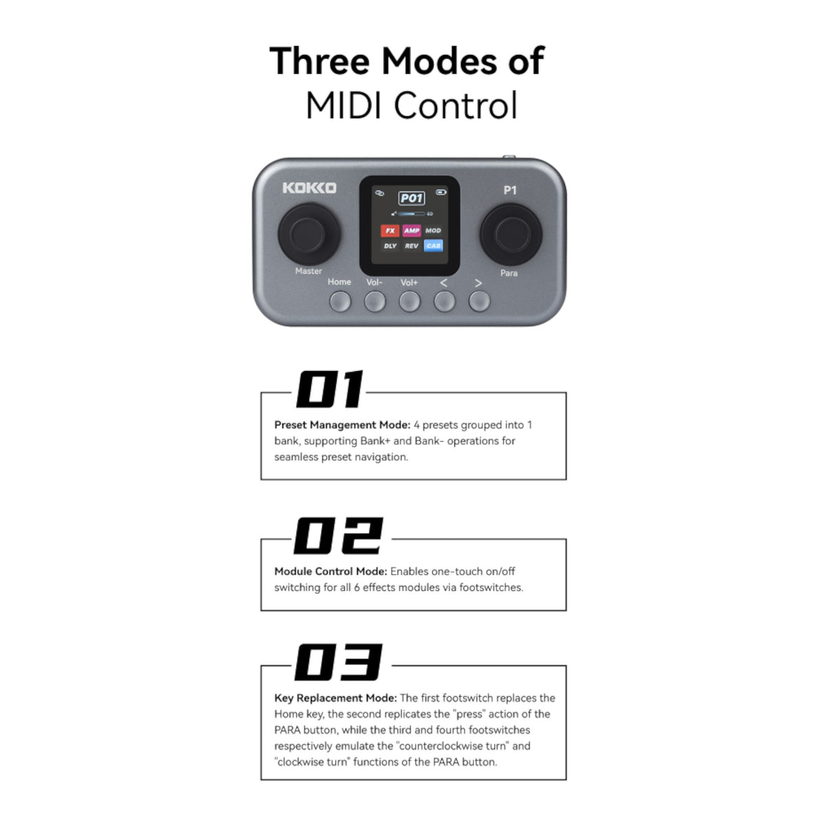 (PREORDER: MID OCT 2026) Kokko P1 Multi-Effects Guitar & Bass Processor w/ Amp + IR Cabinet Simulation & USB Audio Interface