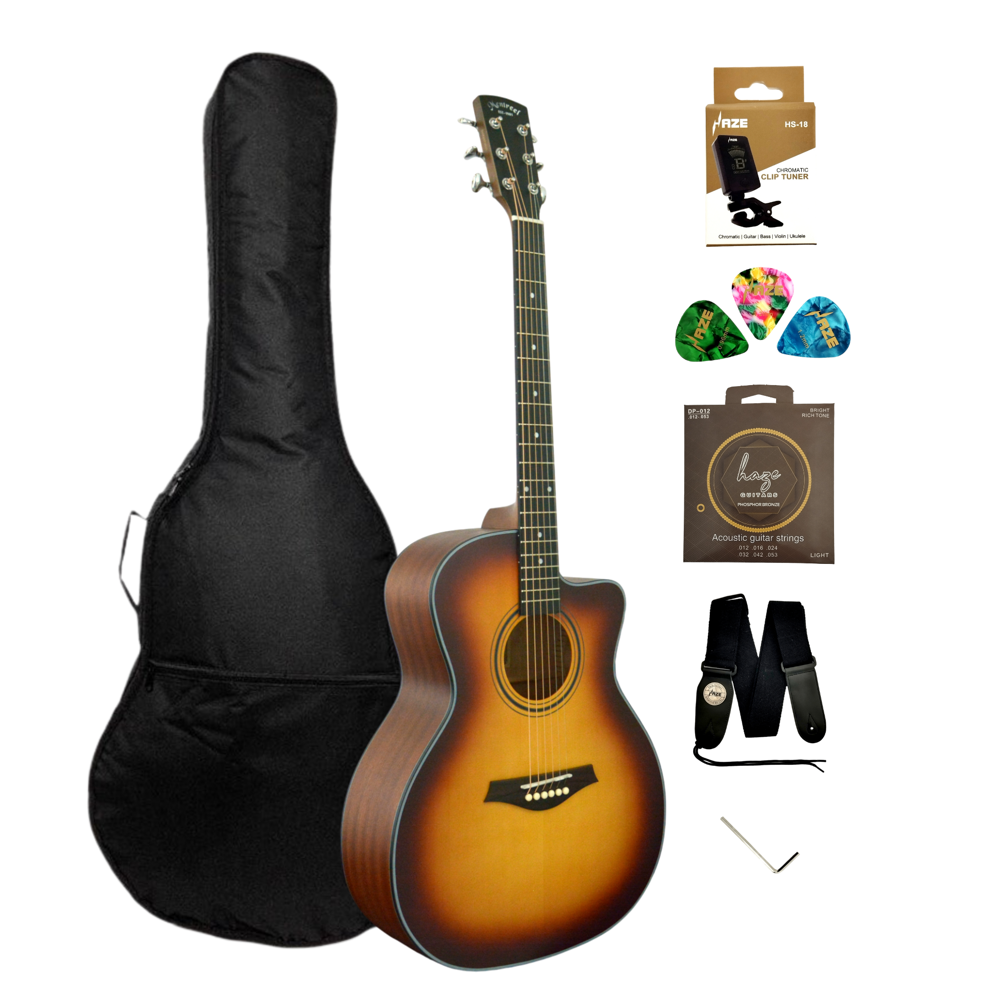 Mentreel HB6GACBS 41" Spruce Top OM Cutaway Acoustic Guitar - Sunburst Matte
