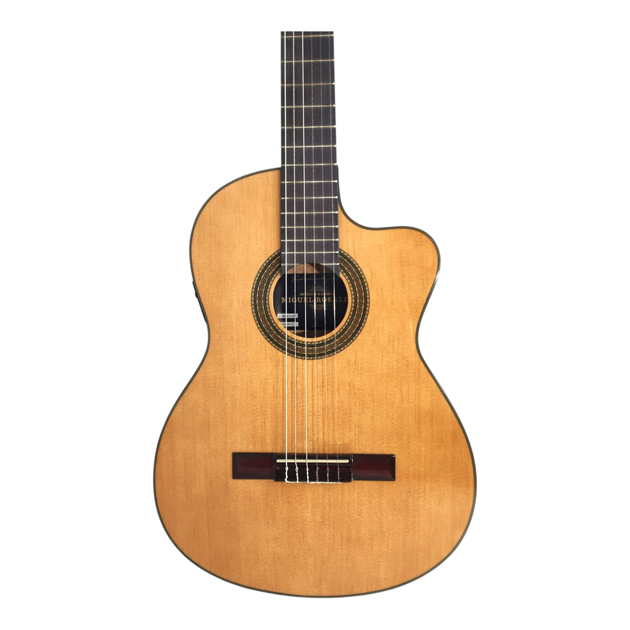 Miguel Rosales C3BCEQSM Solid Spruce Thin-Body Cutaway Built-In Pickup/Tuner Classical Guitar - Natural