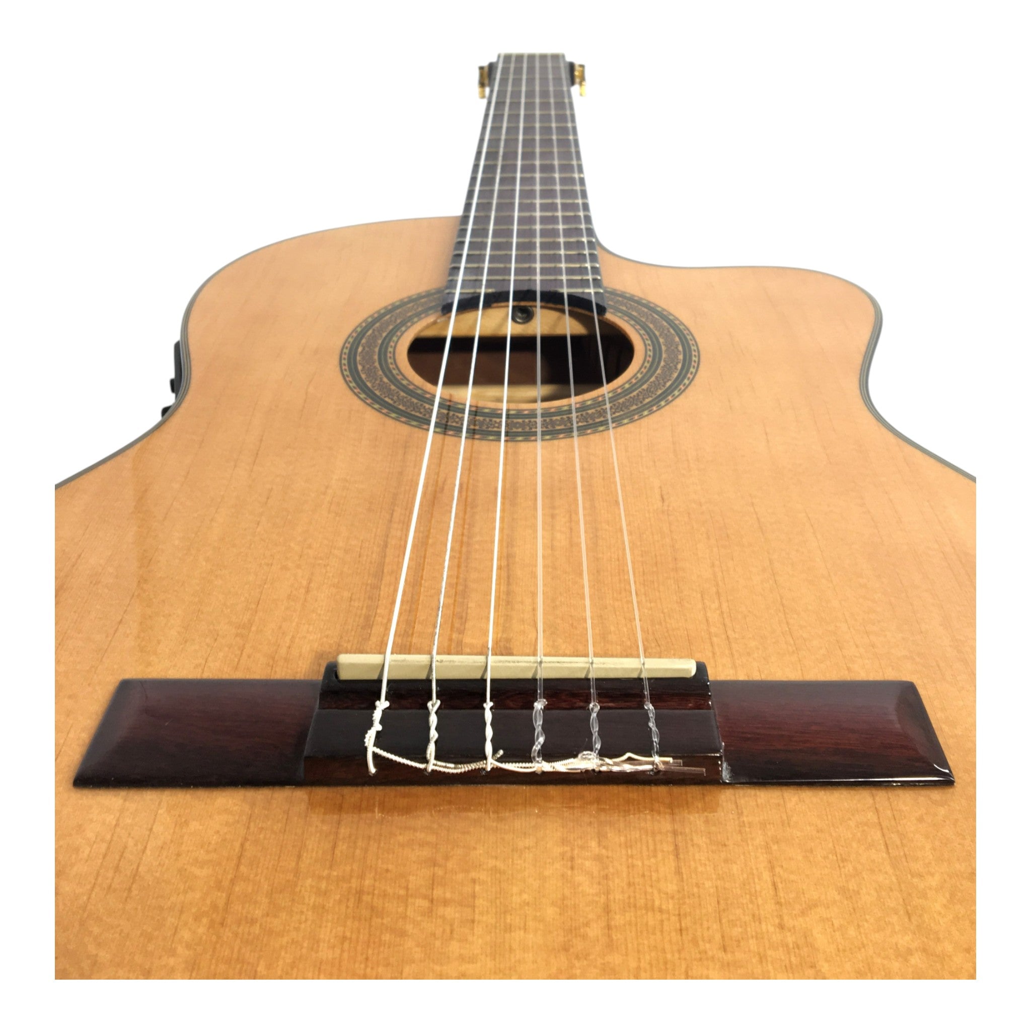 Miguel Rosales C3BCEQSM Solid Spruce Thin-Body Cutaway Built-In Pickup/Tuner Classical Guitar - Natural