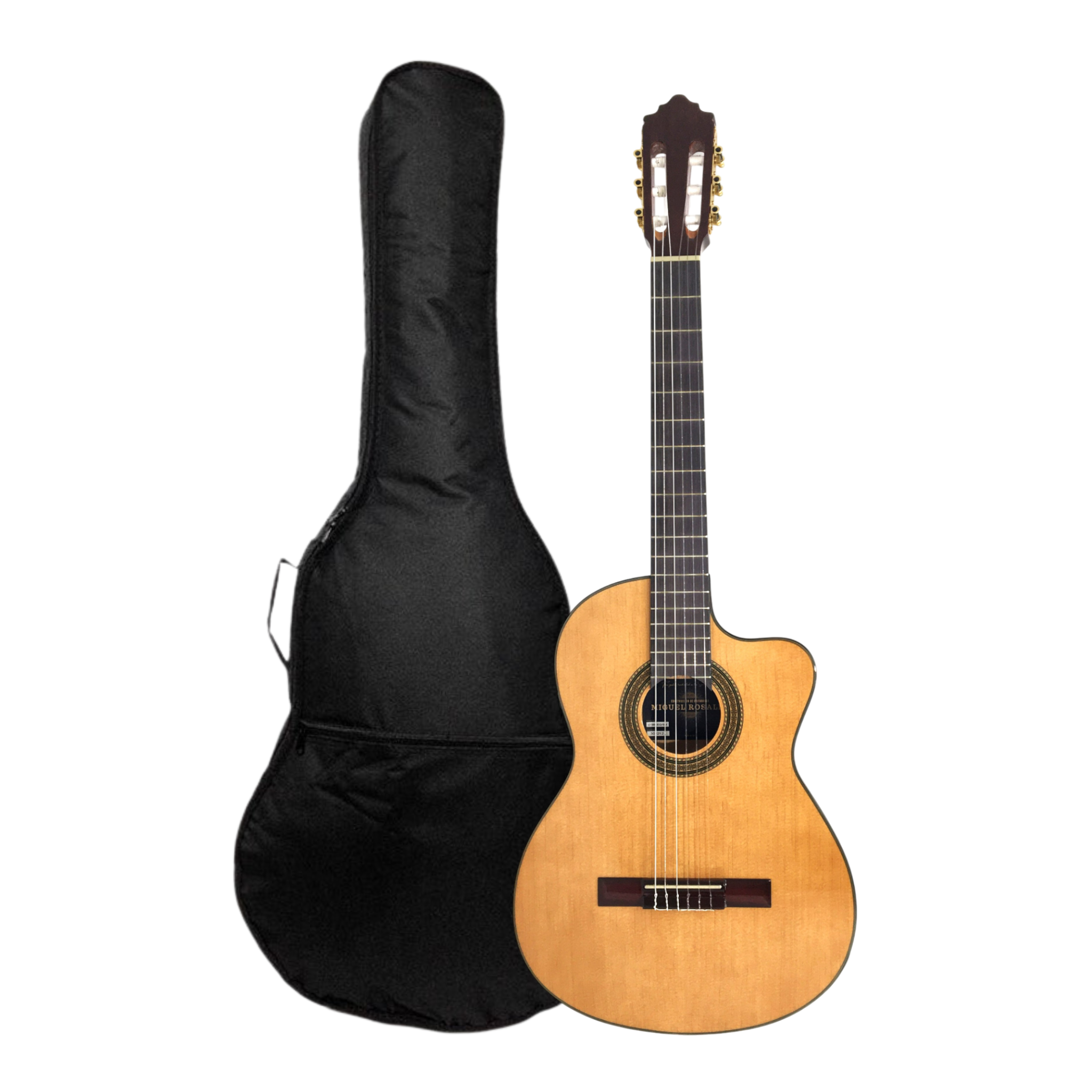 Miguel Rosales C3BCEQSM Solid Spruce Thin-Body Cutaway Built-In Pickup/Tuner Classical Guitar - Natural
