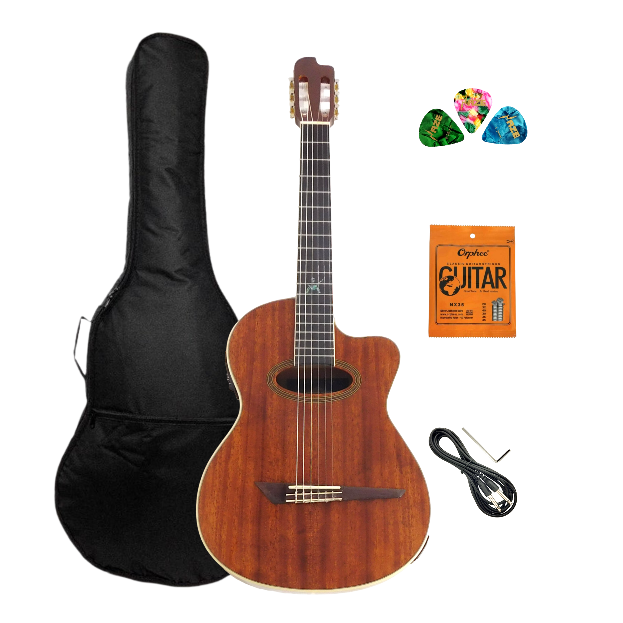 Miguel Rosales MR04CEQN Mahogany Oval Soundhole Built-In Pickup/Tuner Classical Guitar - Natural
