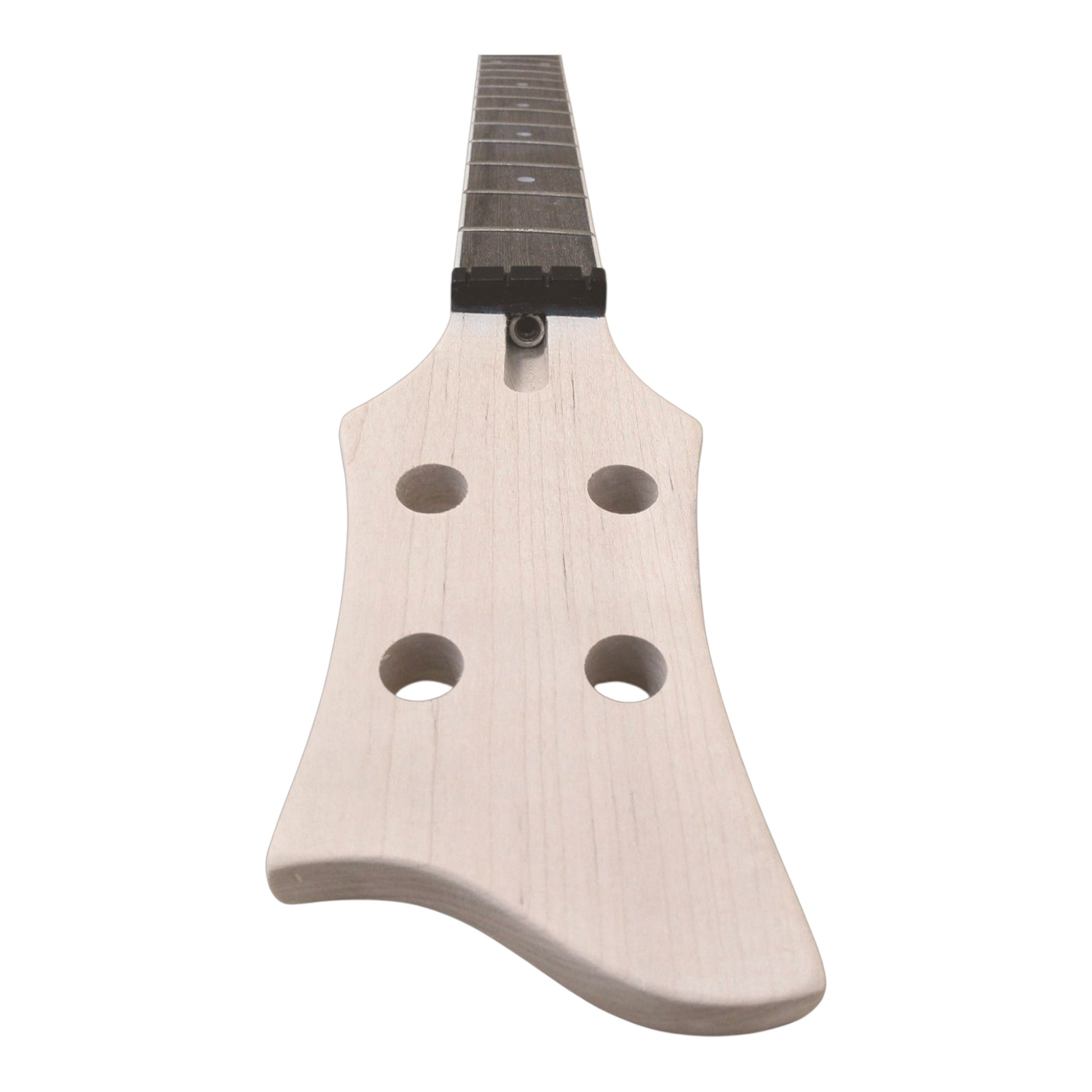 VL10DIY Hollow Basswood Body Maple Set-Neck Viola-Style Mini H-H Electric Bass Guitar DIY Kit - Complete No-Soldering w/ White Pearloid & Ebony Trims