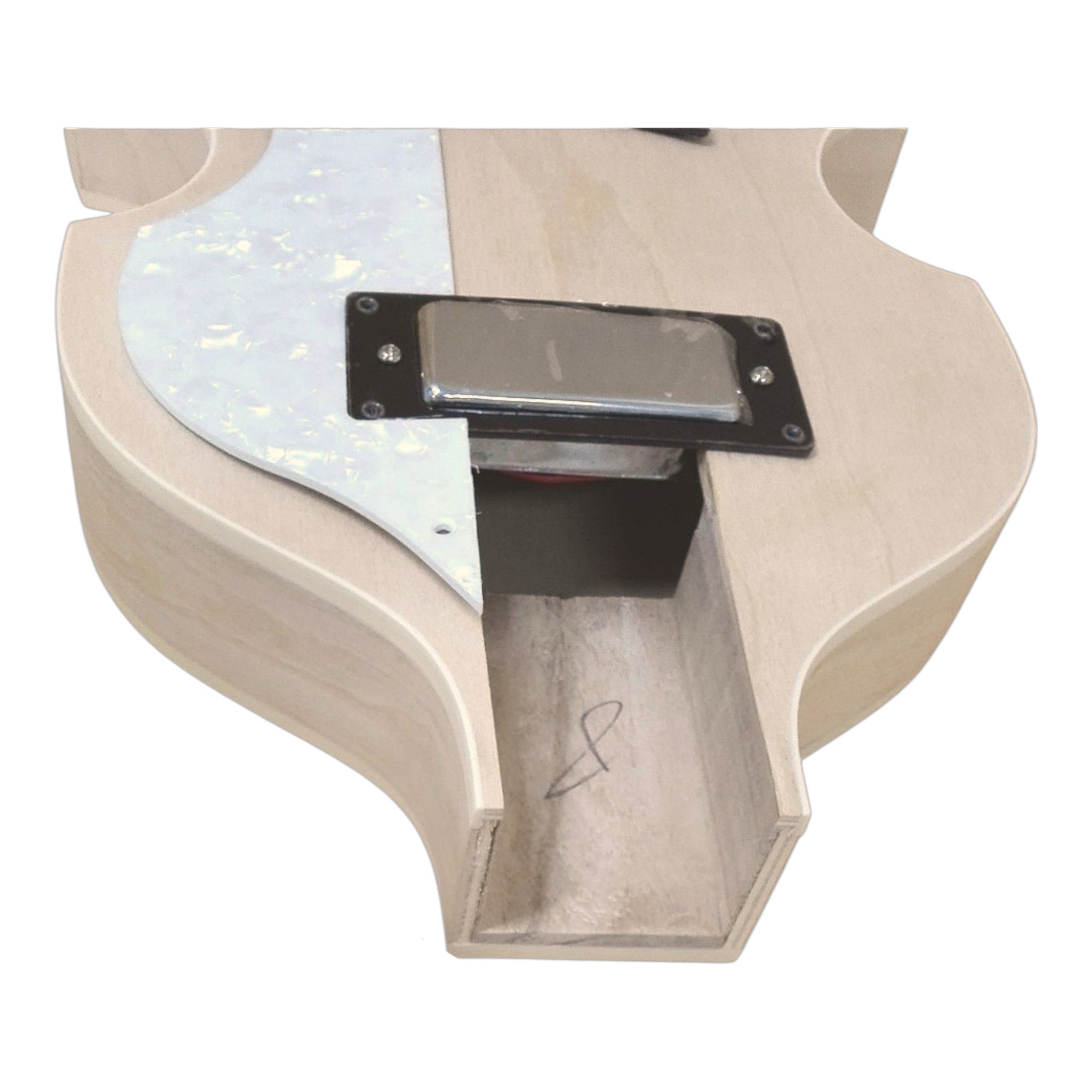 VL10DIY Hollow Basswood Body Maple Set-Neck Viola-Style Mini H-H Electric Bass Guitar DIY Kit - Complete No-Soldering w/ White Pearloid & Ebony Trims