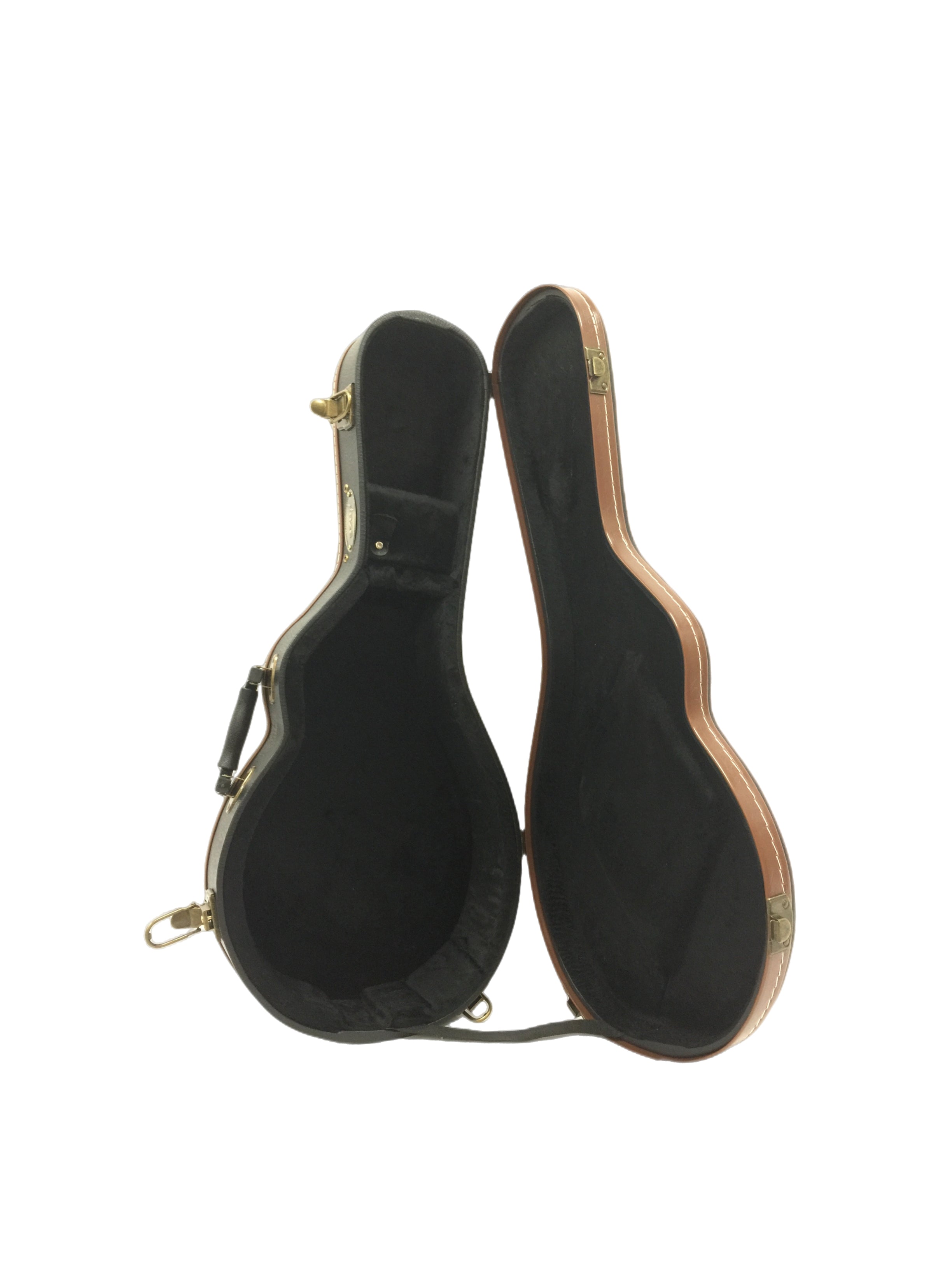 Haze 601MDF F-Style Mandolin Hard Case - Lockable, Black with Brown Binding, HK19601MDF
