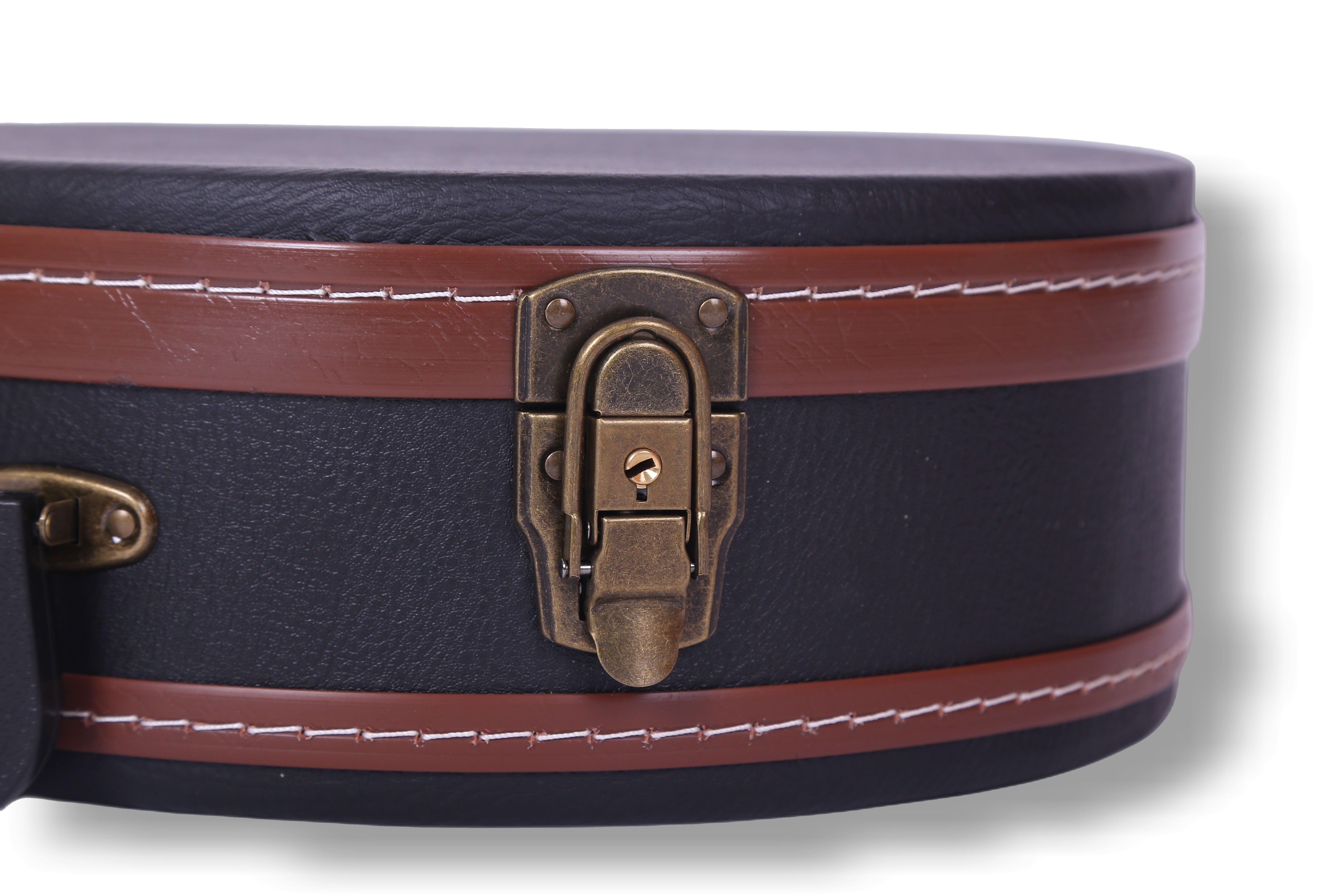 Haze 601MDF F-Style Mandolin Hard Case - Lockable, Black with Brown Binding, HK19601MDF