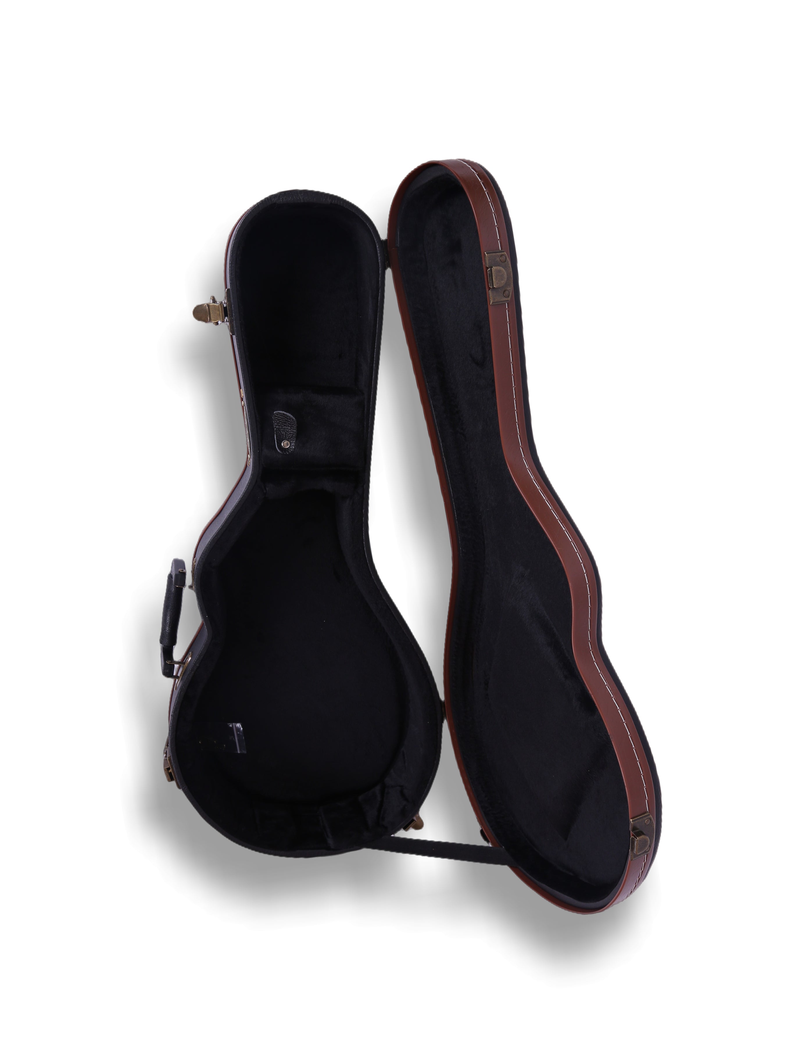 Haze 601MDF F-Style Mandolin Hard Case - Lockable, Black with Brown Binding, HK19601MDF