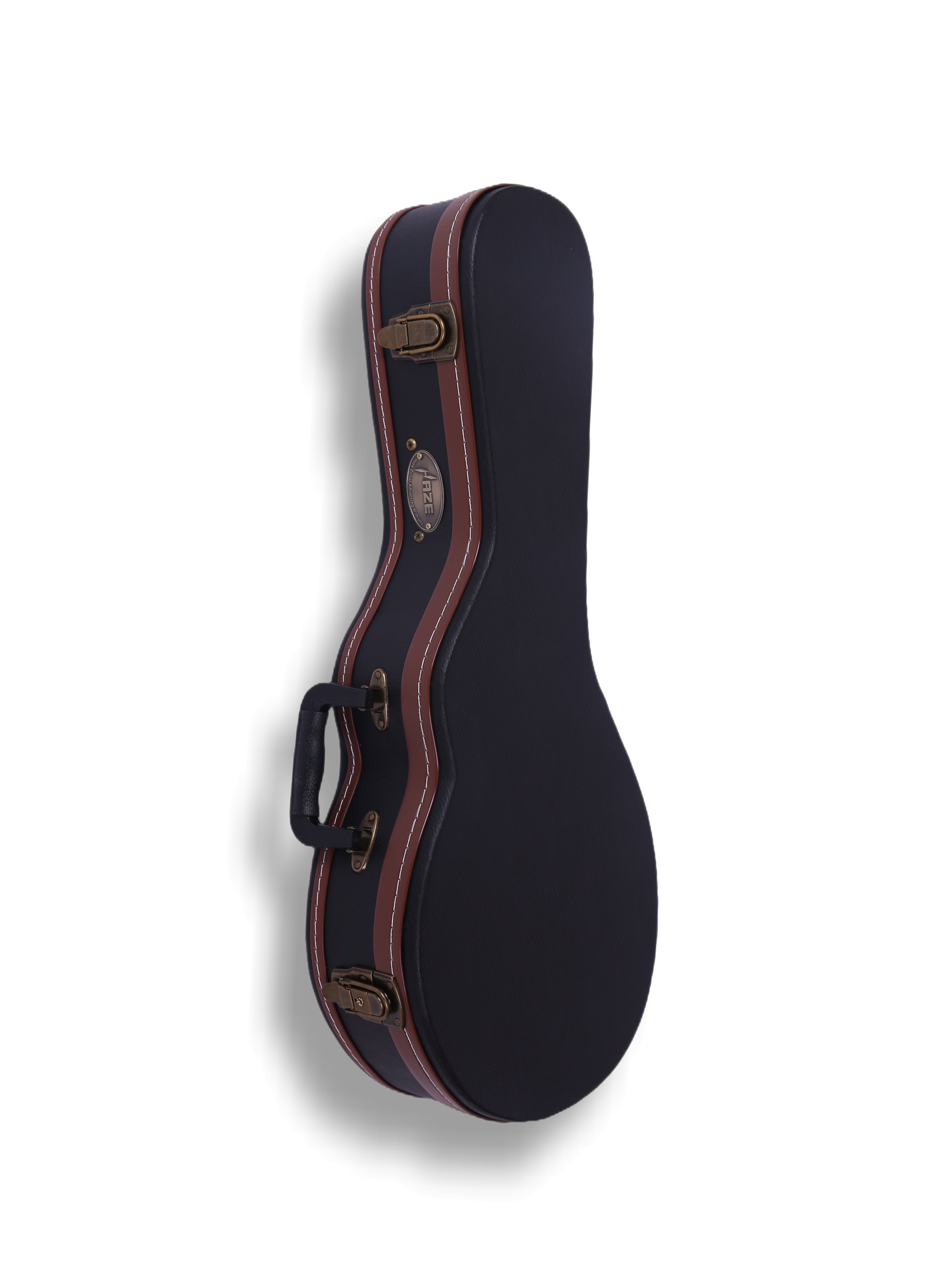 Haze 601MDF F-Style Mandolin Hard Case - Lockable, Black with Brown Binding, HK19601MDF