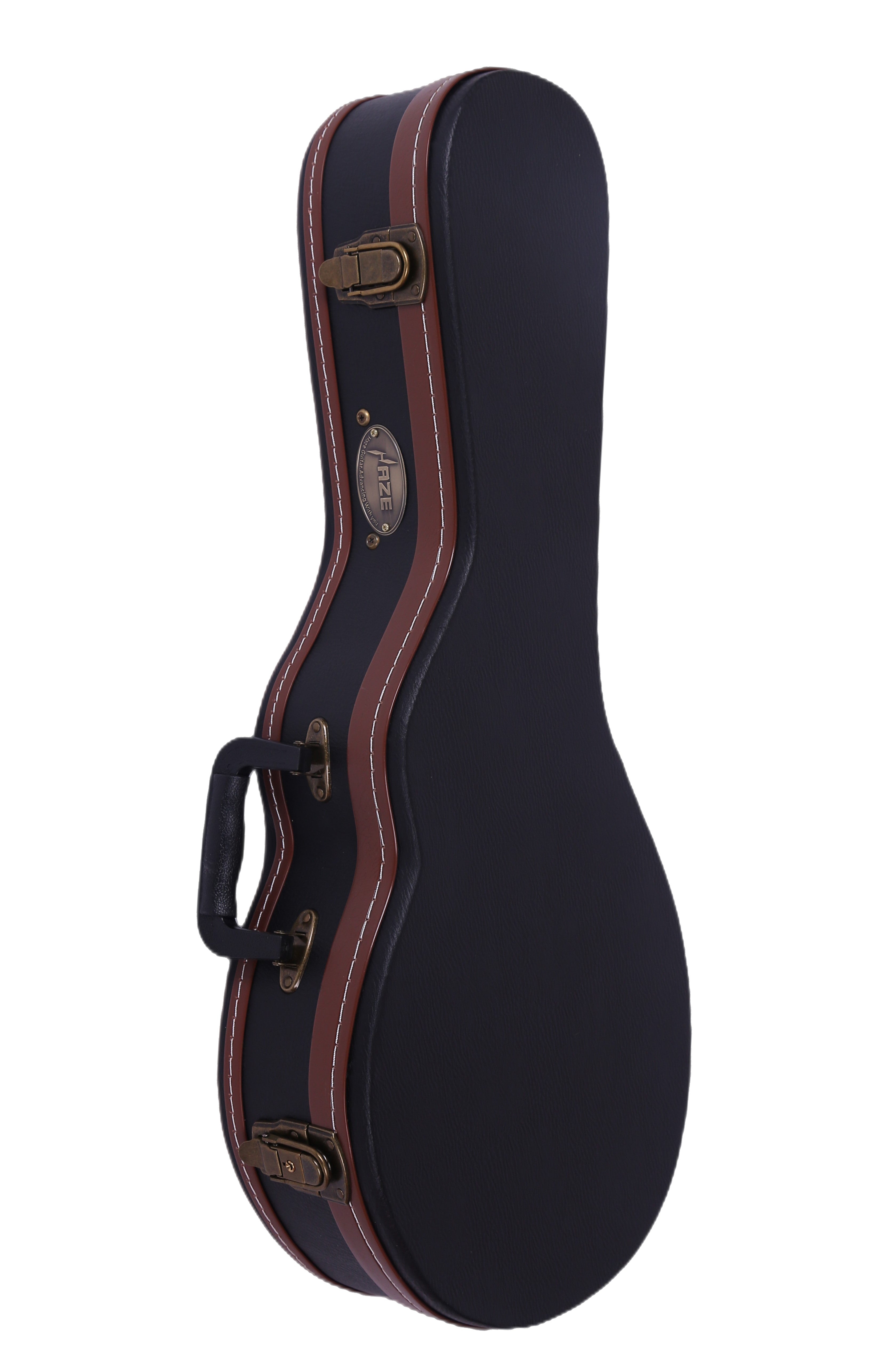 Haze 601MDF F-Style Mandolin Hard Case - Lockable, Black with Brown Binding, HK19601MDF
