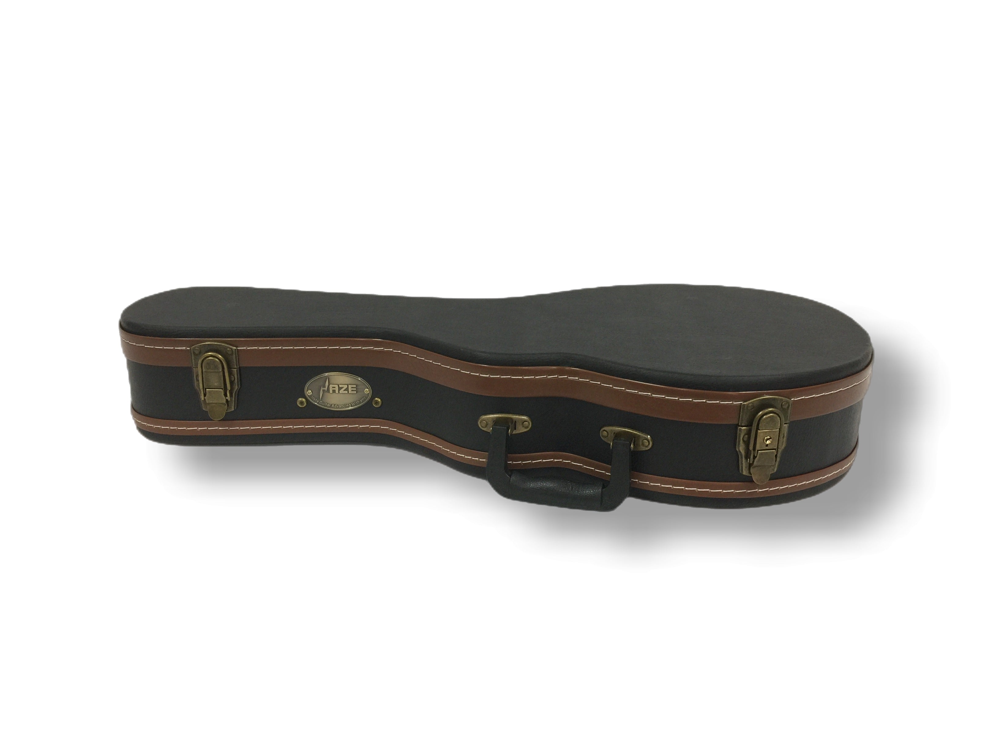 Haze 601MDF F-Style Mandolin Hard Case - Lockable, Black with Brown Binding, HK19601MDF