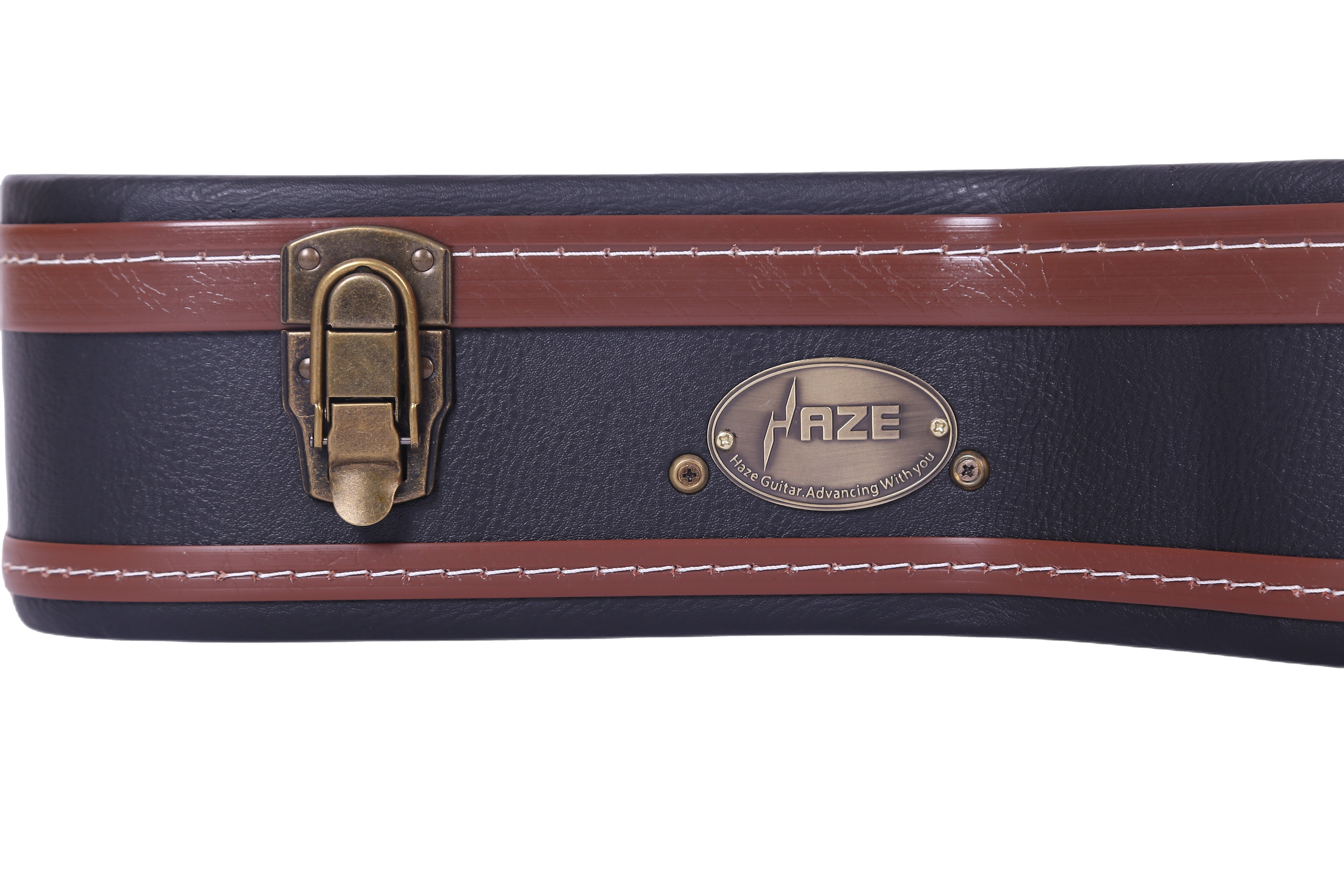 Haze 601MDF F-Style Mandolin Hard Case - Lockable, Black with Brown Binding, HK19601MDF